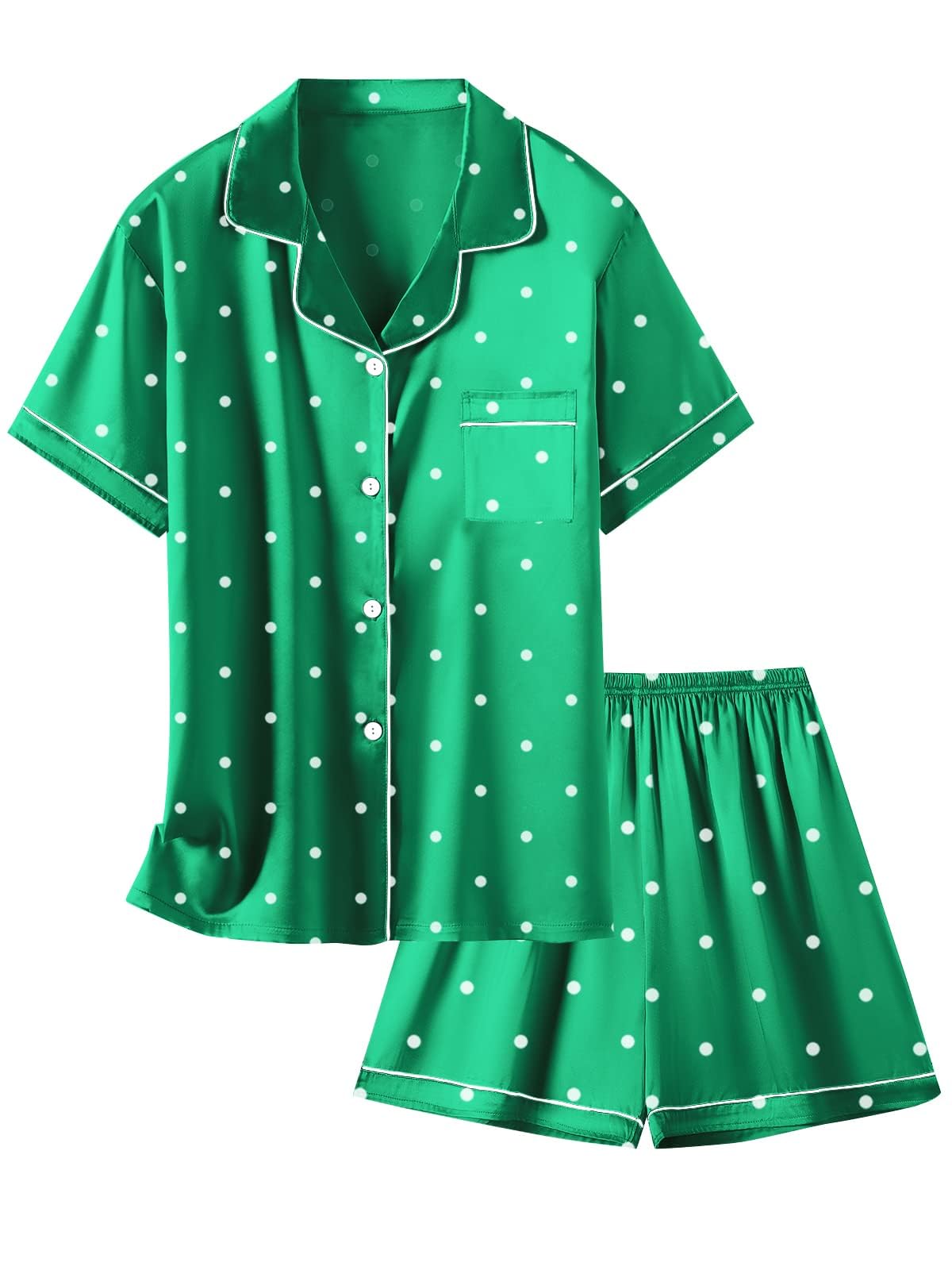 Girls & Womens Satin Pajamas Set, Silk Button-Down Sleepwear 2 Piece Nightwear, 3 Years - Women XXL