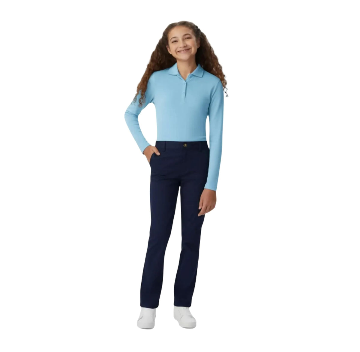 French Toast Girls' Pull-On Straight Fit Stretch Twill Pant