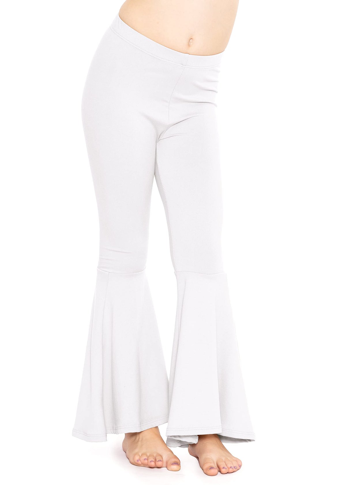 STRETCH IS COMFORT Girls Stretch Bell Bottoms Flare Pants Little | Big Kid Ruffle Bootcut Leggings | Sizes 2-14