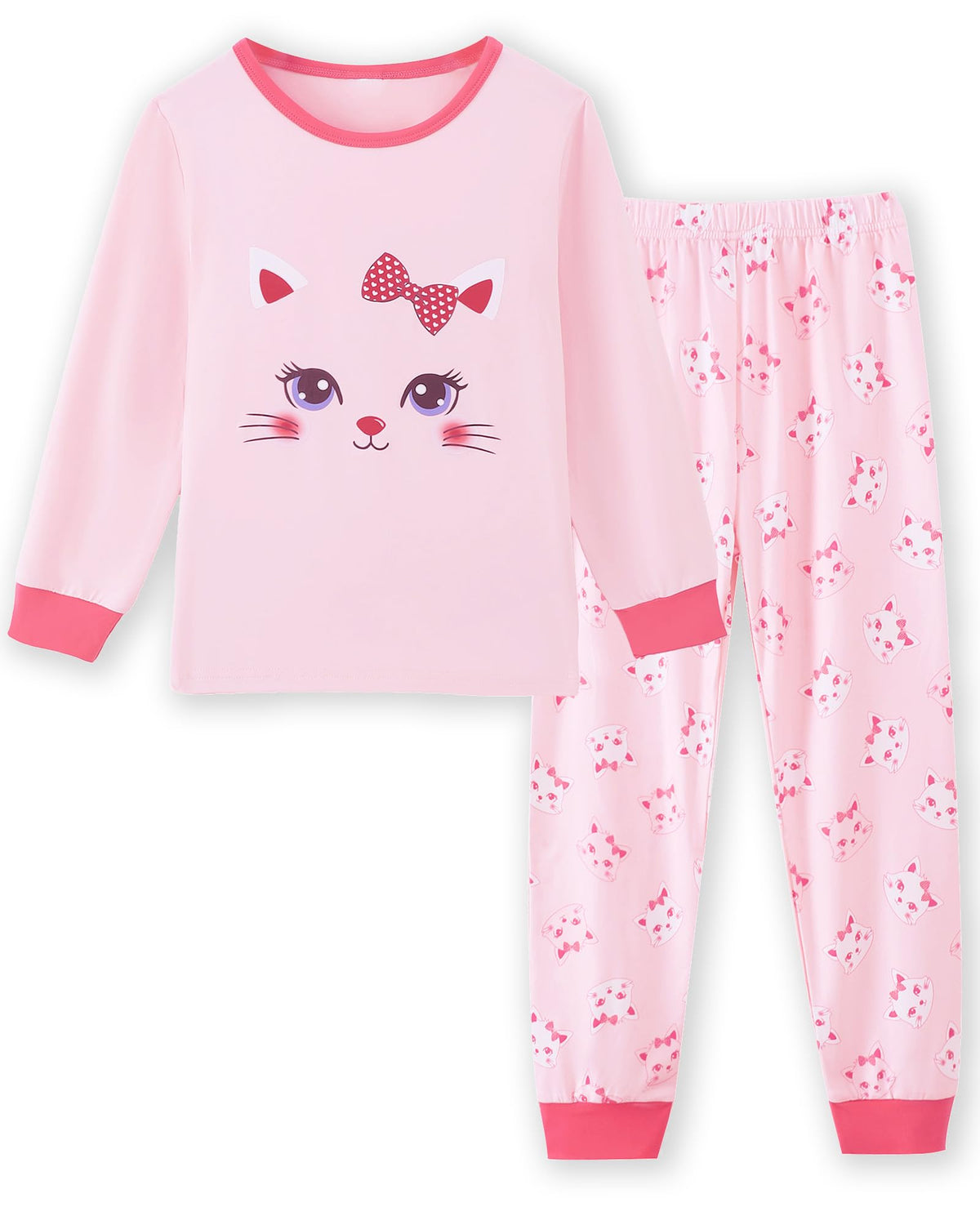 Mikrdoo Girls 2-Piece Pajamas Set Soft Long Sleeve Sleepwear 4-12 Years