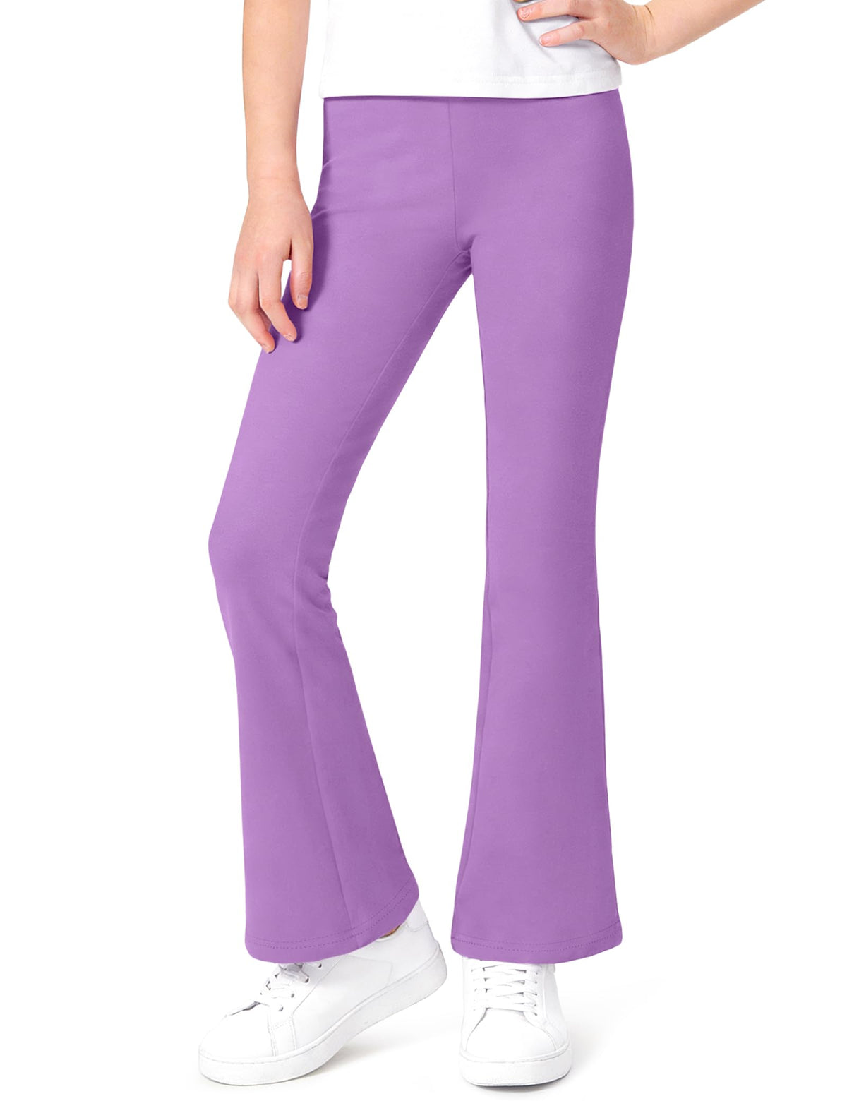 Auranso Girls Flare Leggings School Uniform Pants Kids Cotton Bell Bottoms
