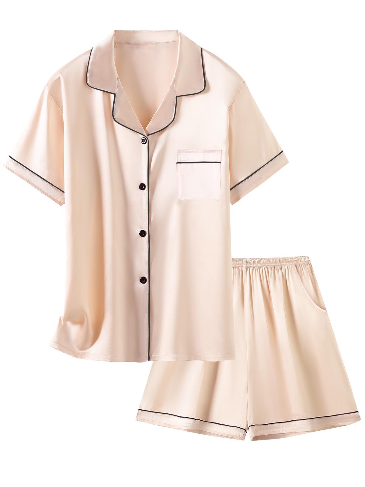 Girls & Womens Satin Pajamas Set, Silk Button-Down Sleepwear 2 Piece Nightwear, 3 Years - Women XXL