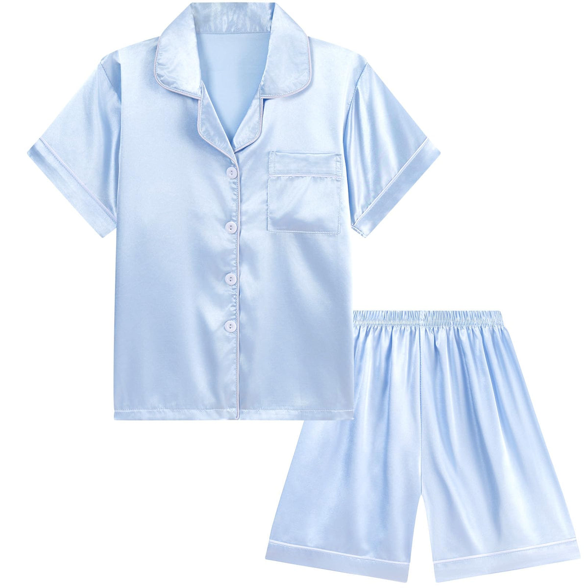 DIPUG Girls Pajamas Satin Pjs Short Sleeve Sleepover Party Gift