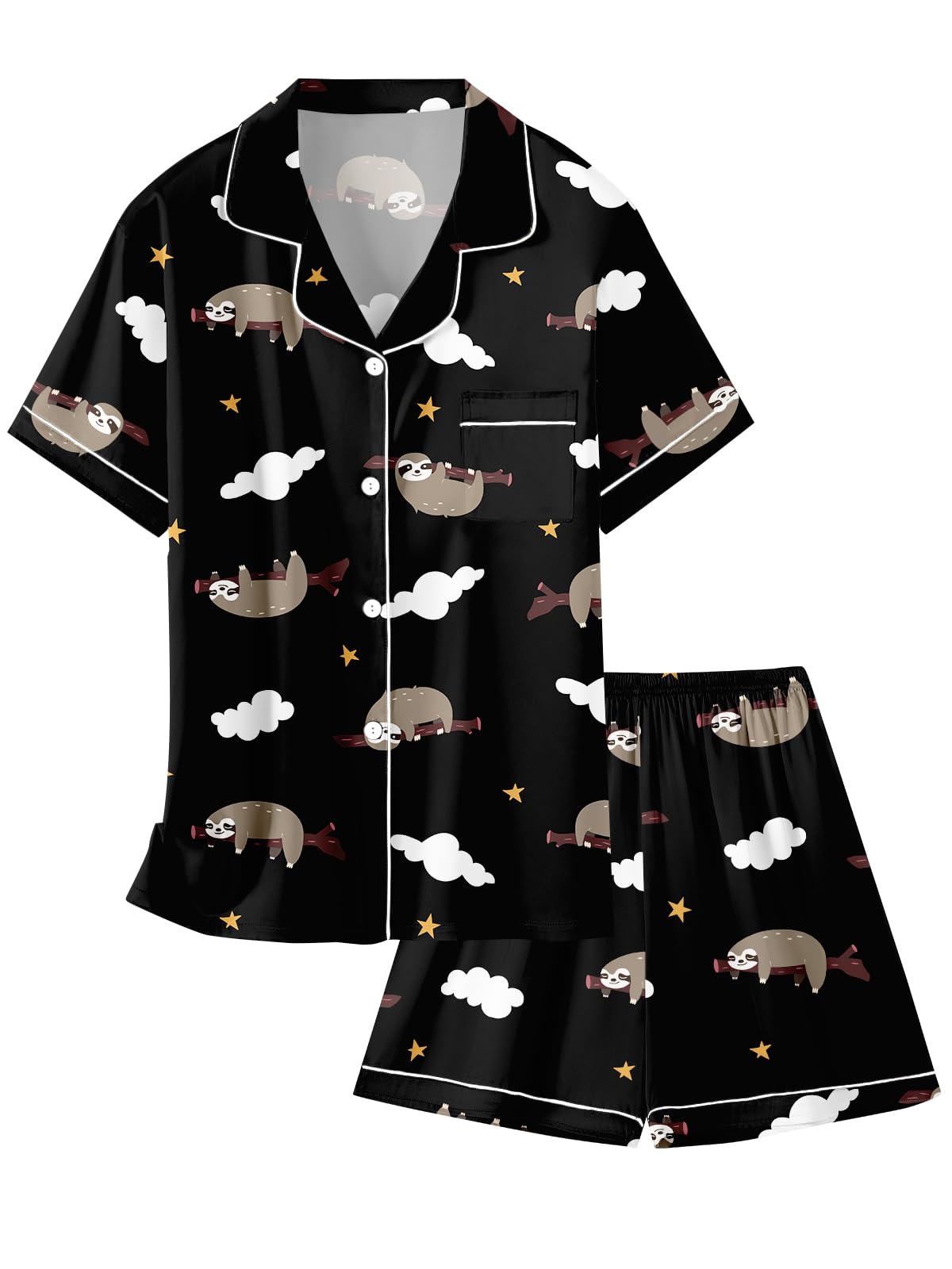 Girls & Womens Satin Pajamas Set, Silk Button-Down Sleepwear 2 Piece Nightwear, 3 Years - Women XXL