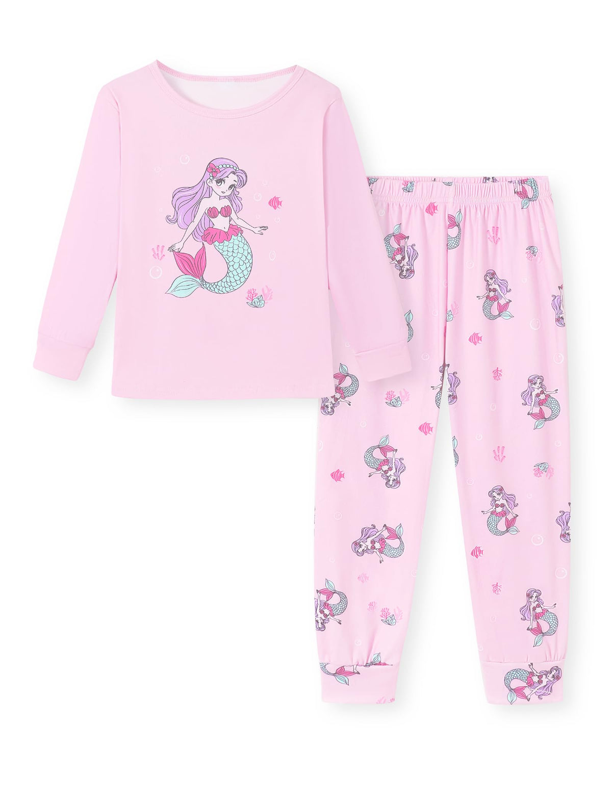 Mikrdoo Girls Pajamas Set Long Sleeve Top and Pants 2 Piece Sleepwear