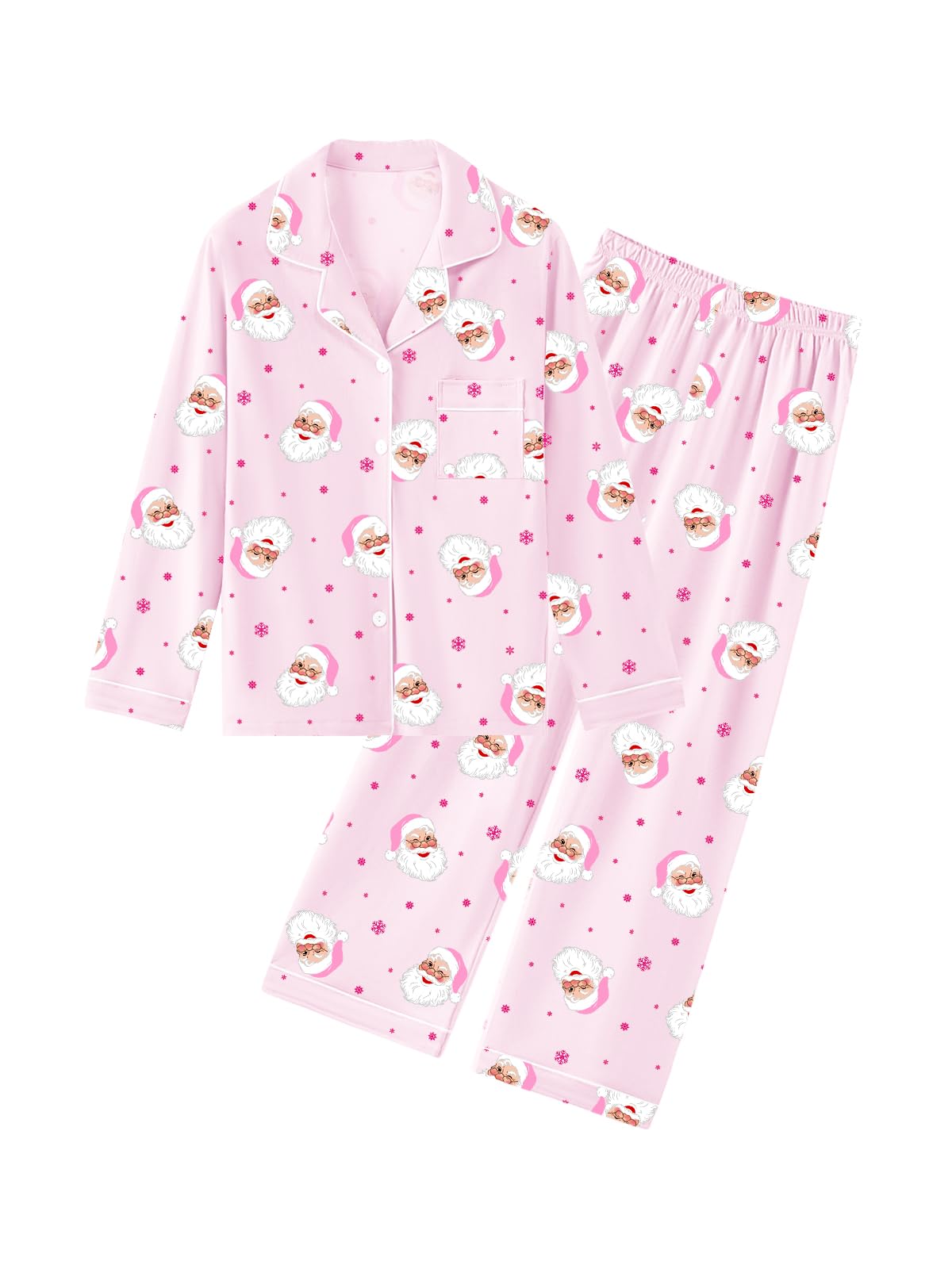 QZH.DUAO Girls Women Pajamas Set Cotton Long Sleeve Top Pjs 5Years-L