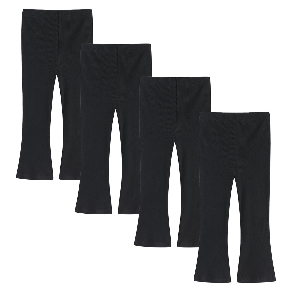 4 Pack Girls Flare Leggings Ribbed Cotton Pants Bell Bottoms
