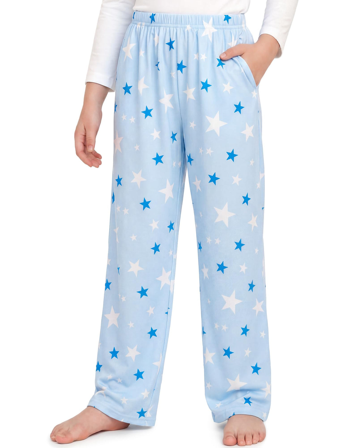 HONGTEYA Girls Christmas Pants with Pockets Soft Long Plaid Bottom