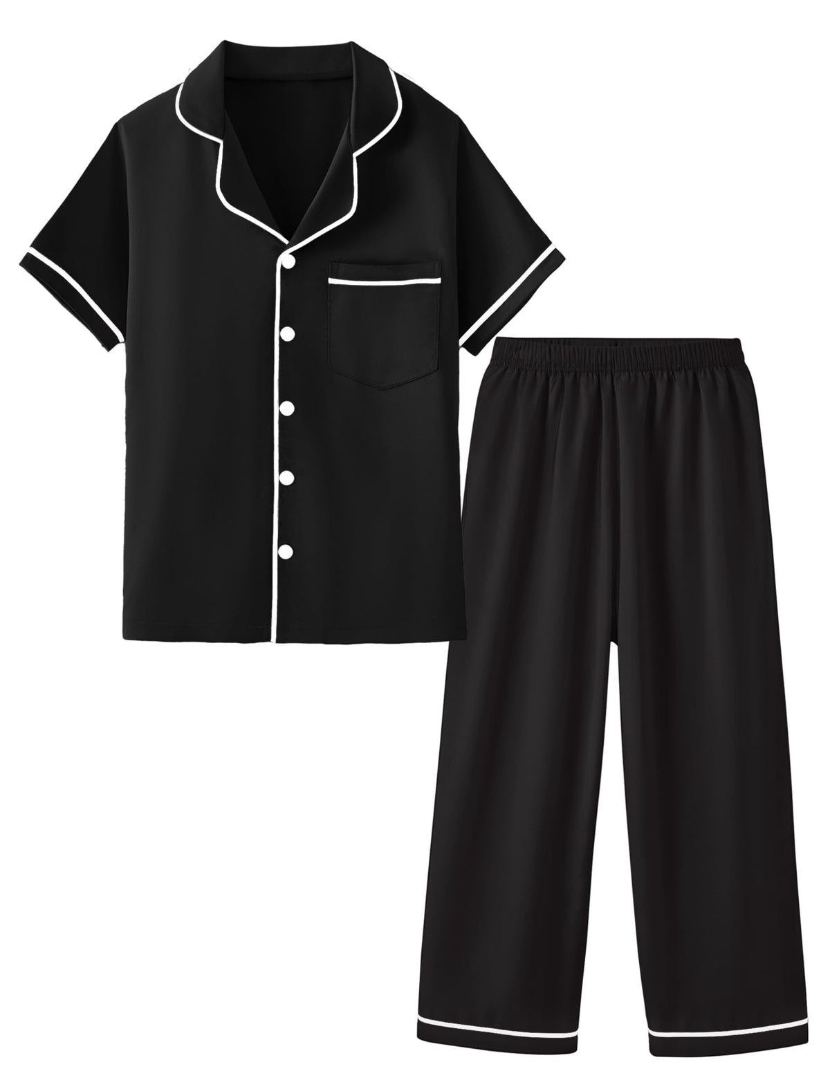 Mikrdoo Girls Satin Pajamas Button Down 2Piece PJs 3-16 Years