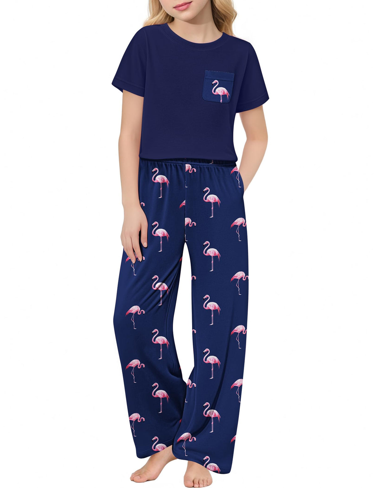 Arshiner Girls' Sleepwear Short Sleeve Long Pants Pajamas Sets Soft Pjs