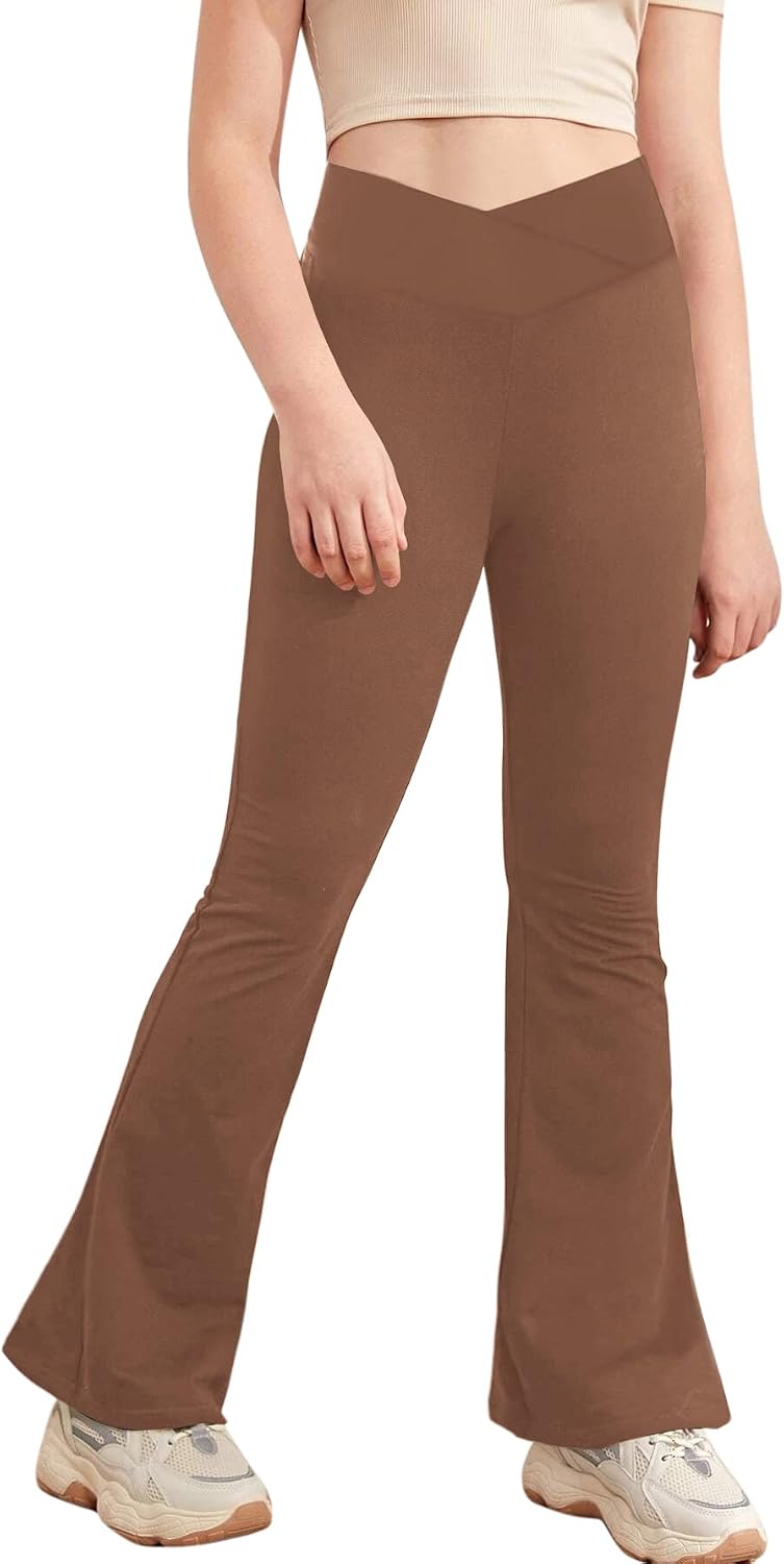 Esobo Girls Flare Leggings Kids High Waist Yoga Dance Pants Bell Bottoms