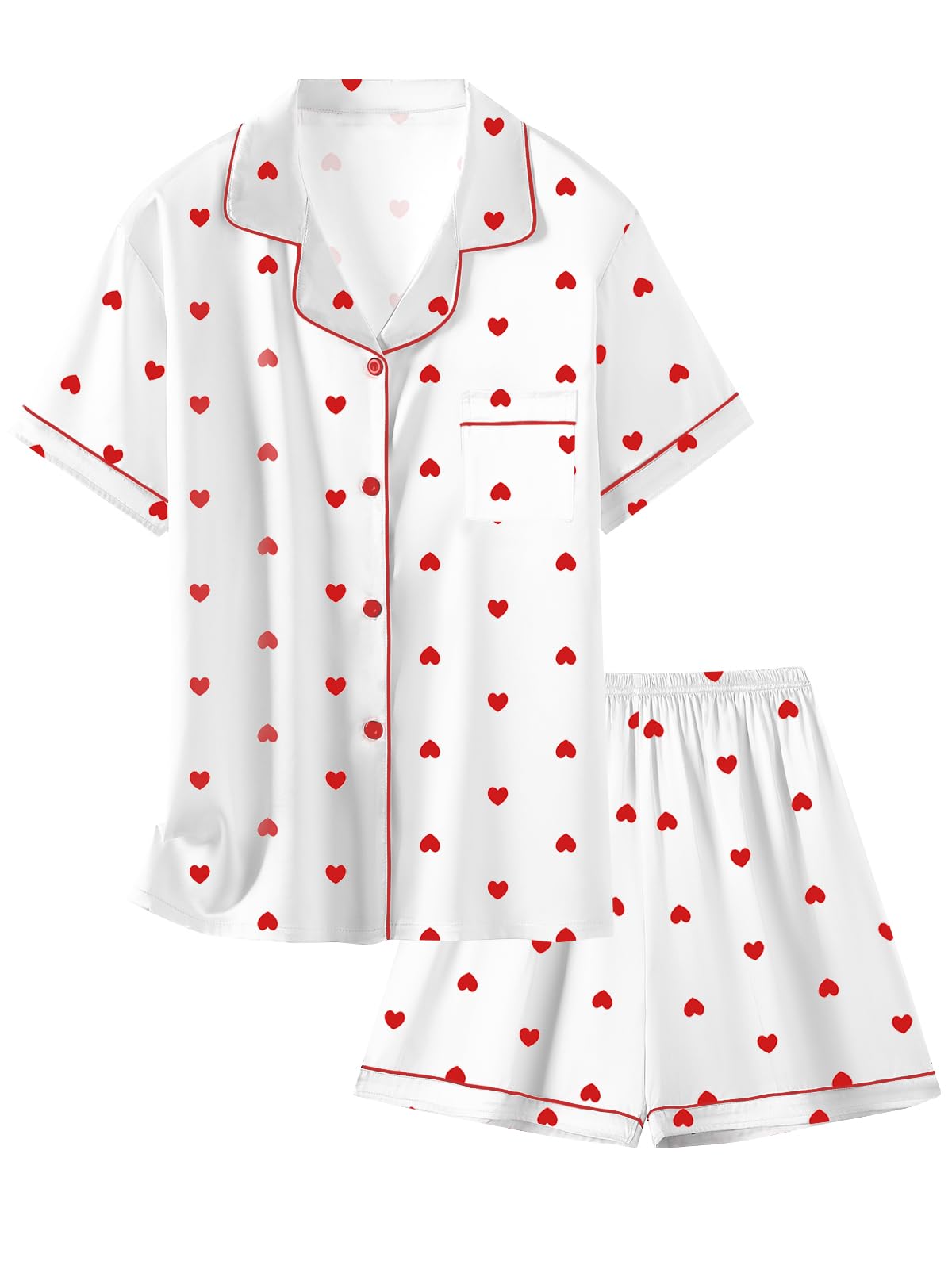 Schbbbta Girls Womens Pajamas, Satin Silky Pjs Set Kids 2Pcs Button-Down Nightwear Sleepwear Gift for Mommy and me