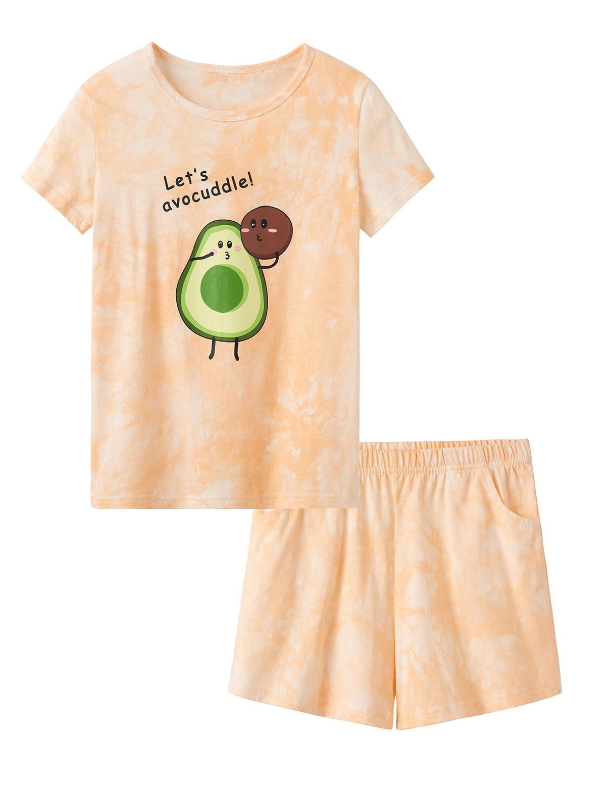 Beezizac Girls' Tie Dye Pajamas, 100% Cotton Sleepover Theme, Size 4T-18
