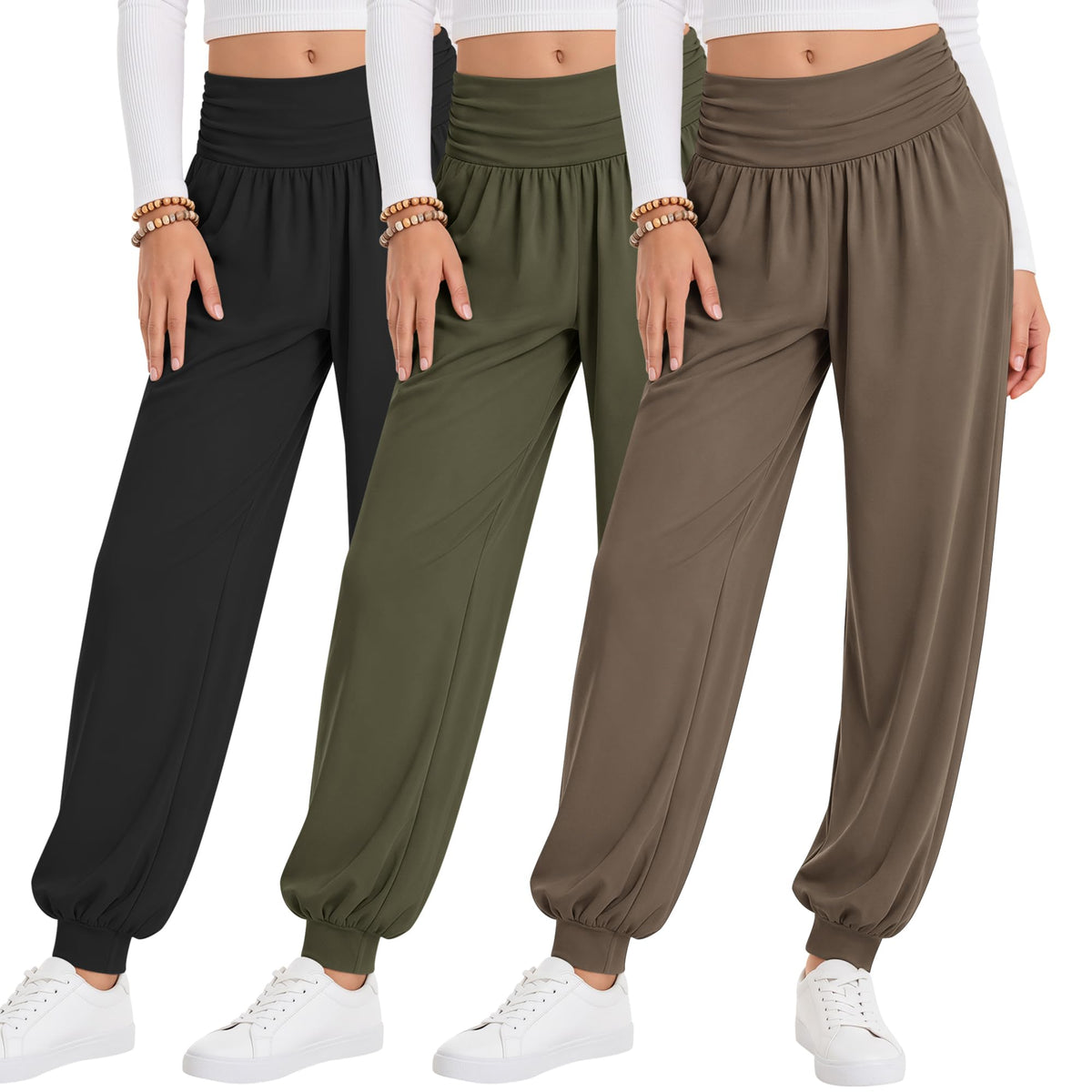Oakgarden 3 Pack Girls' Lightweight Athletic Joggers Pants