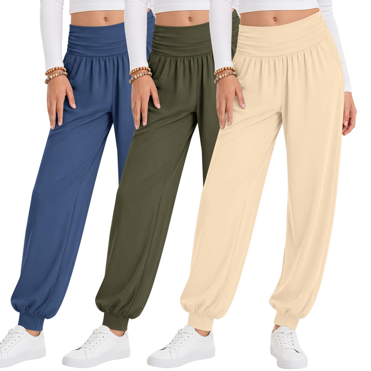 Oakgarden 3 Pack Girls' Lightweight Athletic Joggers Pants