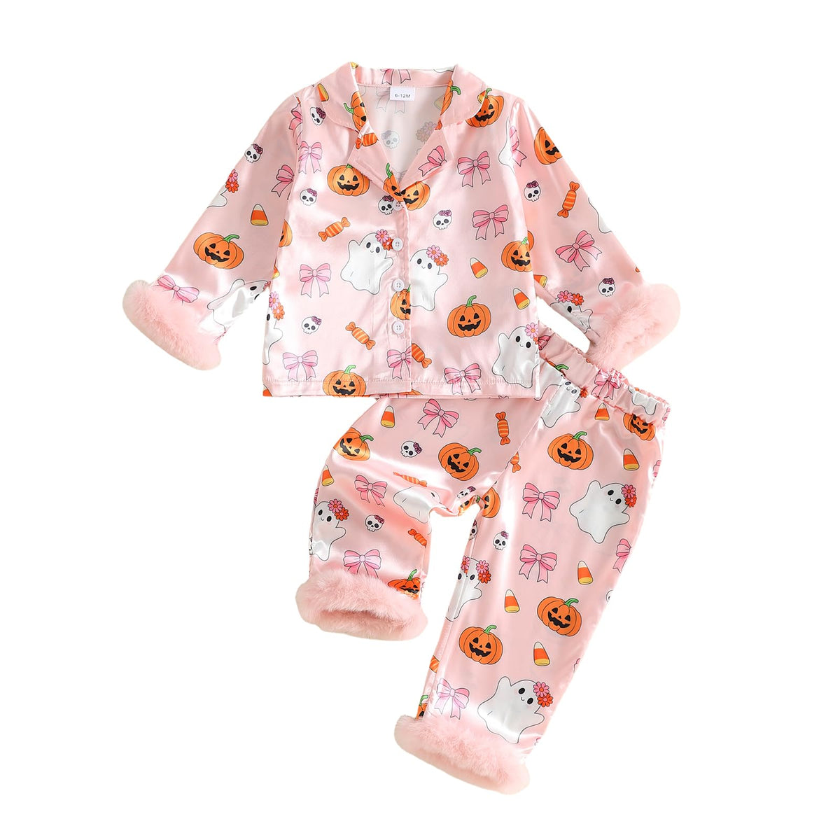 Hnyenmcko Kids Toddler Girl Halloween Pajamas Satin Shirts Pants Pjs Set