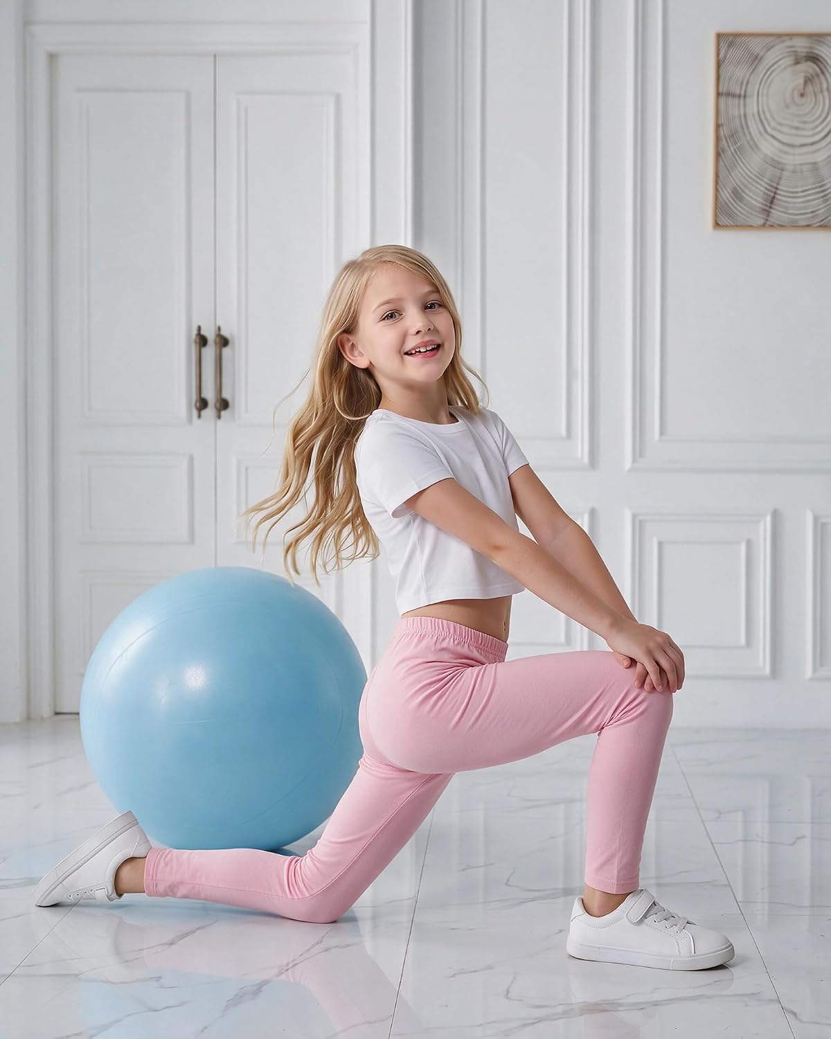 MyFav 3 Pack Girls Leggings Stretch Kids Cute Printed & Solid Color Skinny Casual Daily Wear Pants