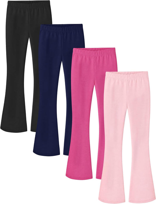 Poroka 4 Pack Girls Fleece Lined Flare Leggings Winter Bell Bottom Pants