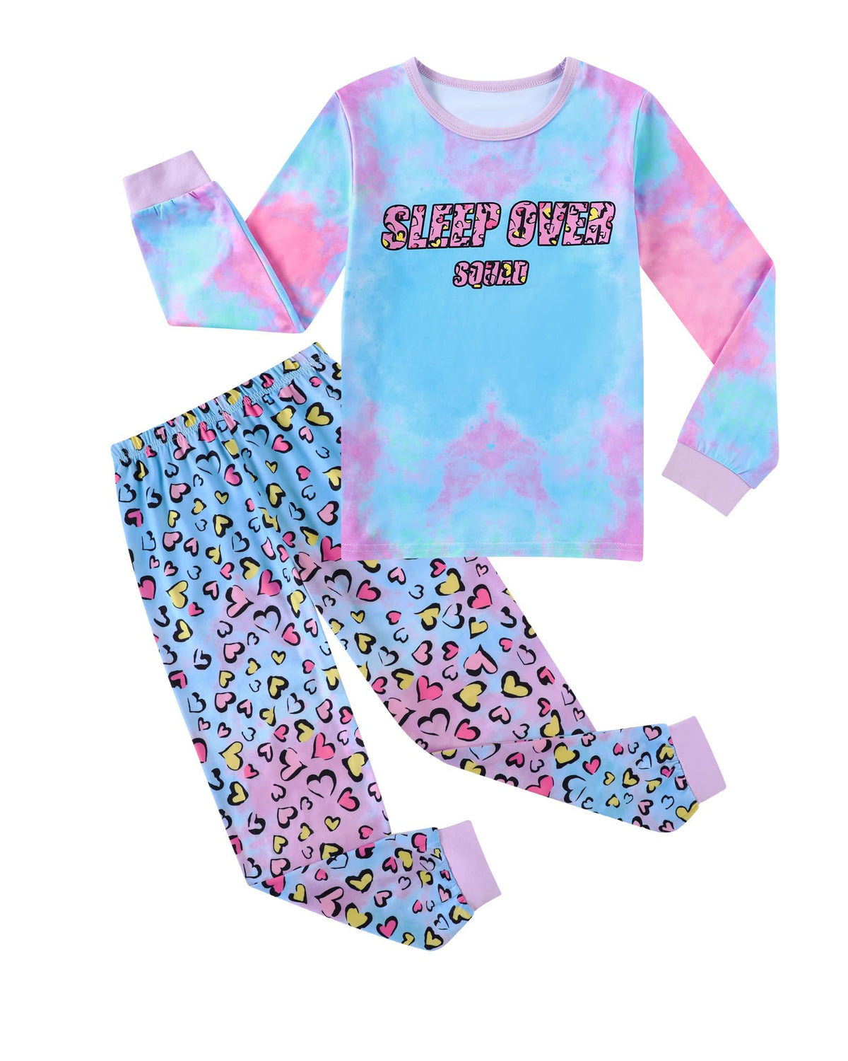 CARETOO Girls Pajamas Kids Cotton Pajama Sets 2-Piece Long Sleeve Pjs Comfy Girls Sleepwear for 4-12 Years