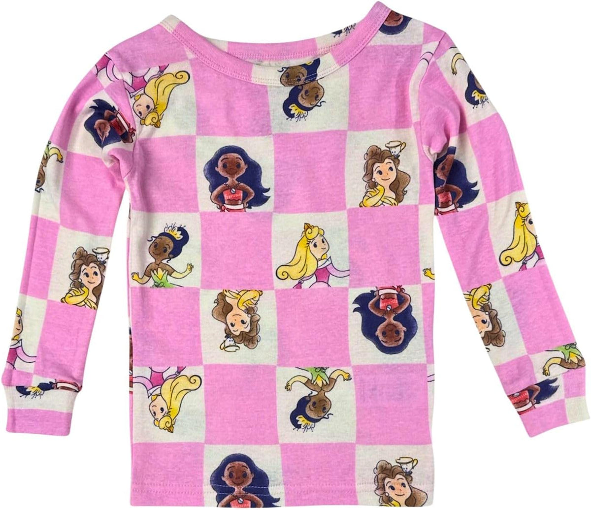 Disney Girls' 4-piece Snug-fit Cotton Matching Pajama Set, Soft & Cute for Kids