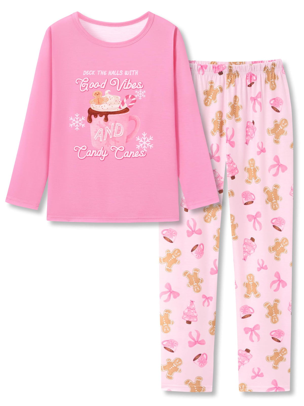 Topgal Girls Long Sleeve Pajamas, 2-Piece Top and Pants, Sizes 6-18