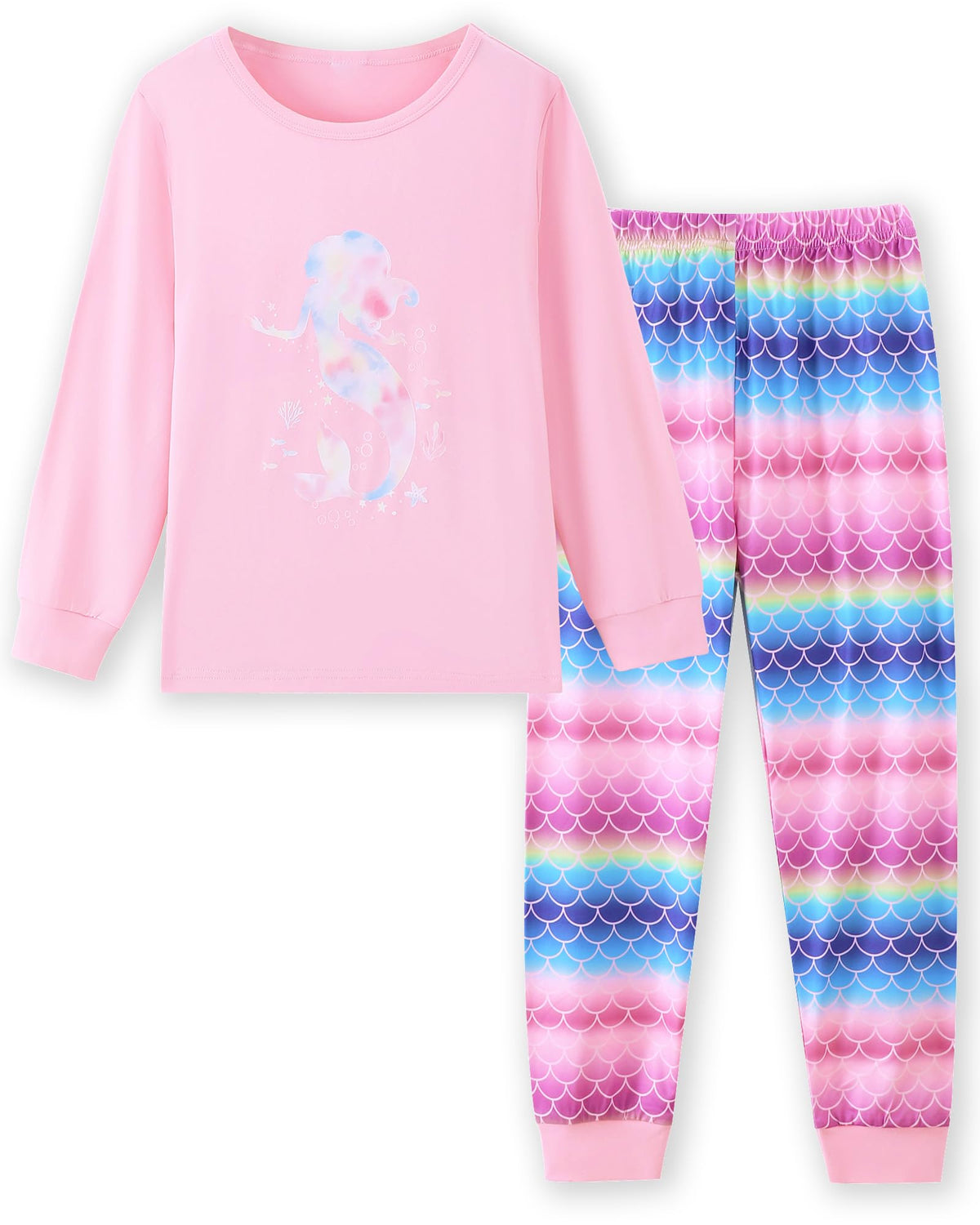 Mikrdoo Girls 2-Piece Pajamas Set Soft Long Sleeve Sleepwear 4-12 Years