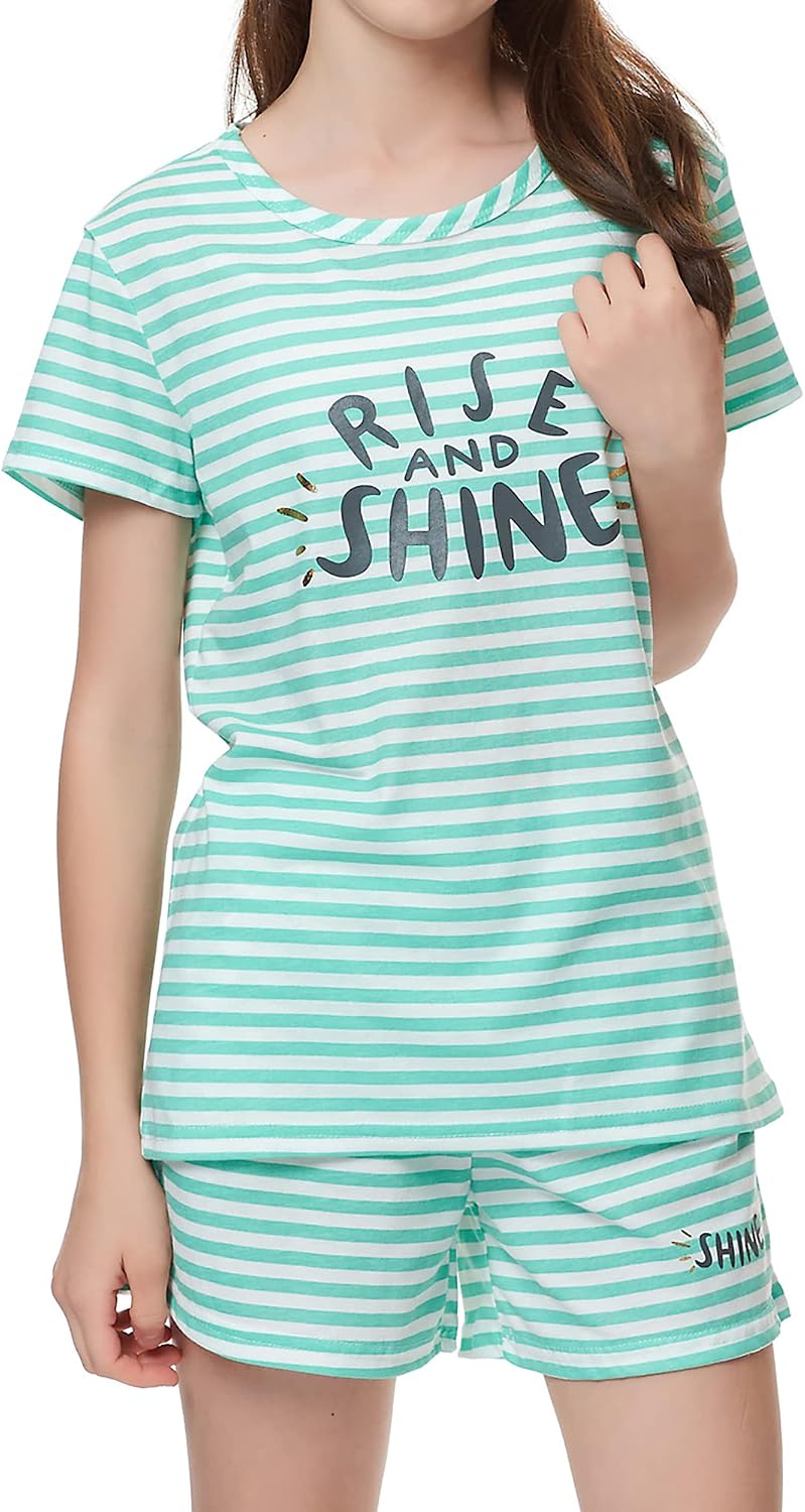 Cozchique Girls Striped Soft Short Sleeve & Shorts Pajama Set Sizes 4T-18