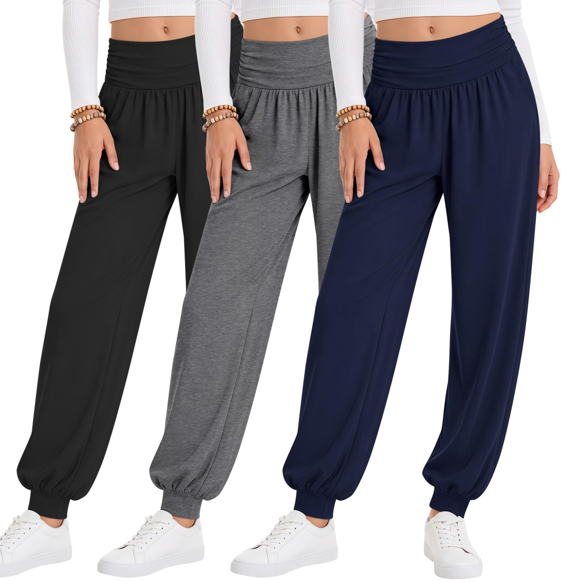 Oakgarden 3 Pack Girls' Lightweight Athletic Joggers Pants