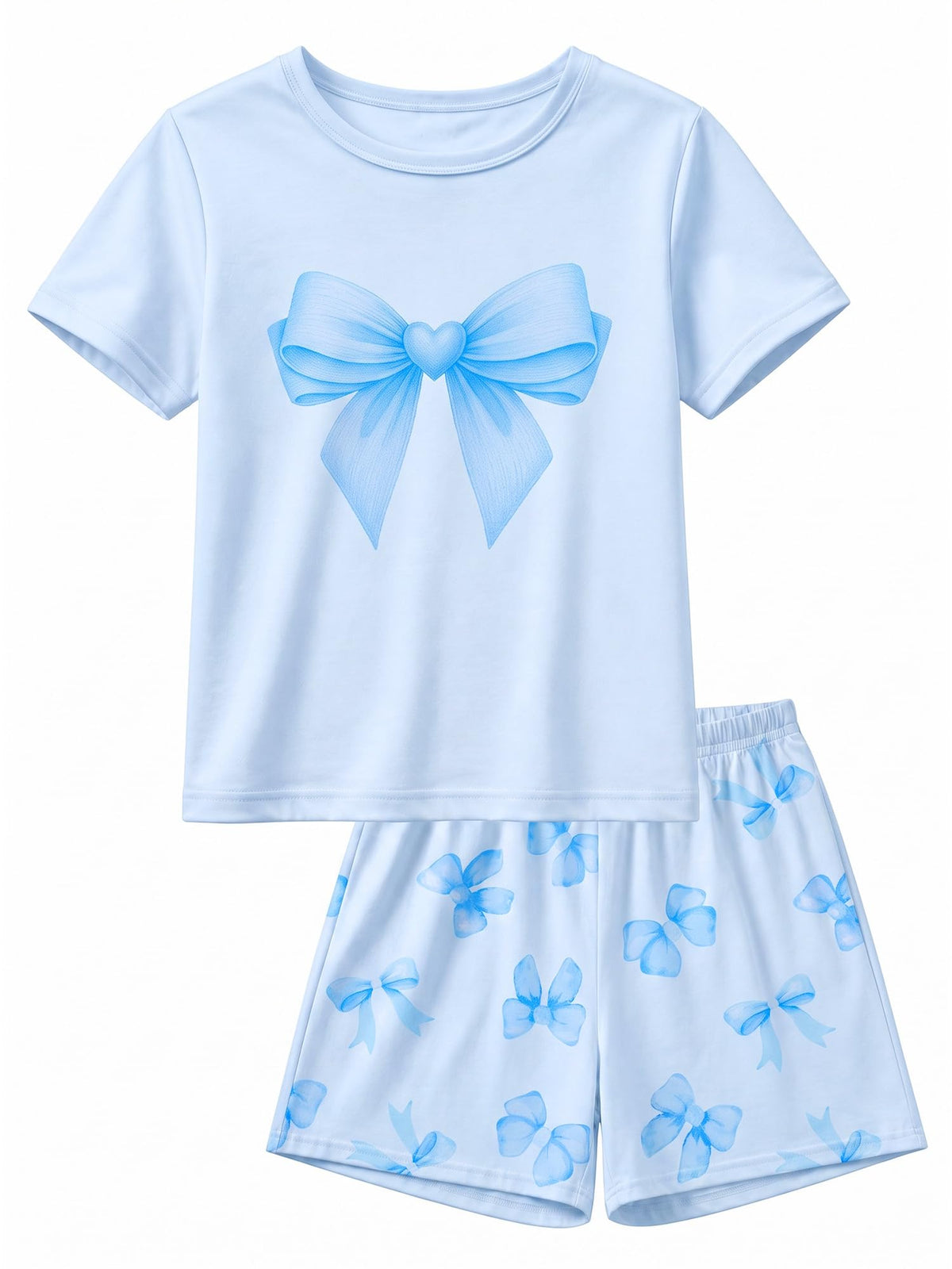 MHJY Girls Pajama Set 2-Piece Short Sleeve Soft Summer Sleepwear for Kids