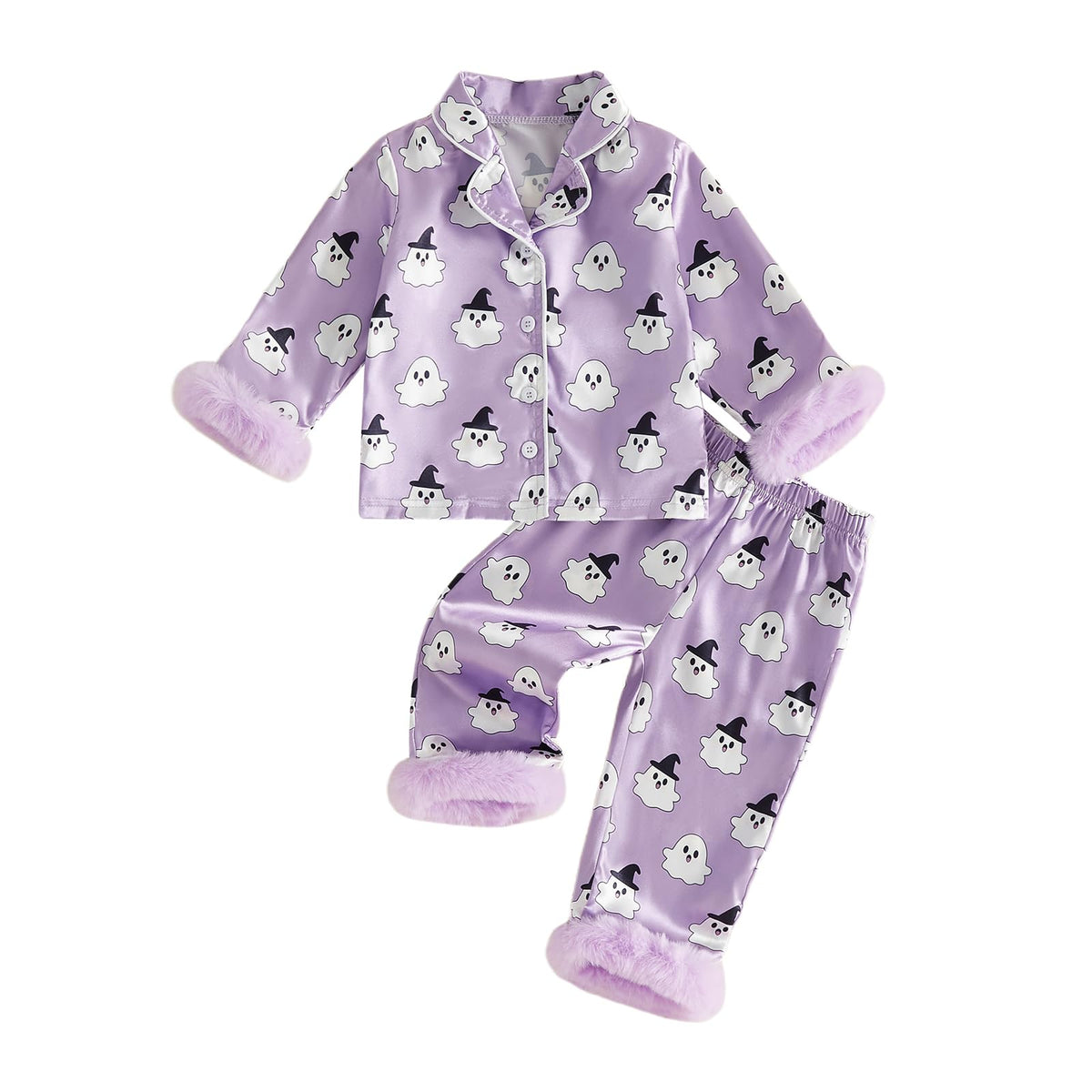 Hnyenmcko Kids Toddler Girl Halloween Pajamas Satin Shirts Pants Pjs Set