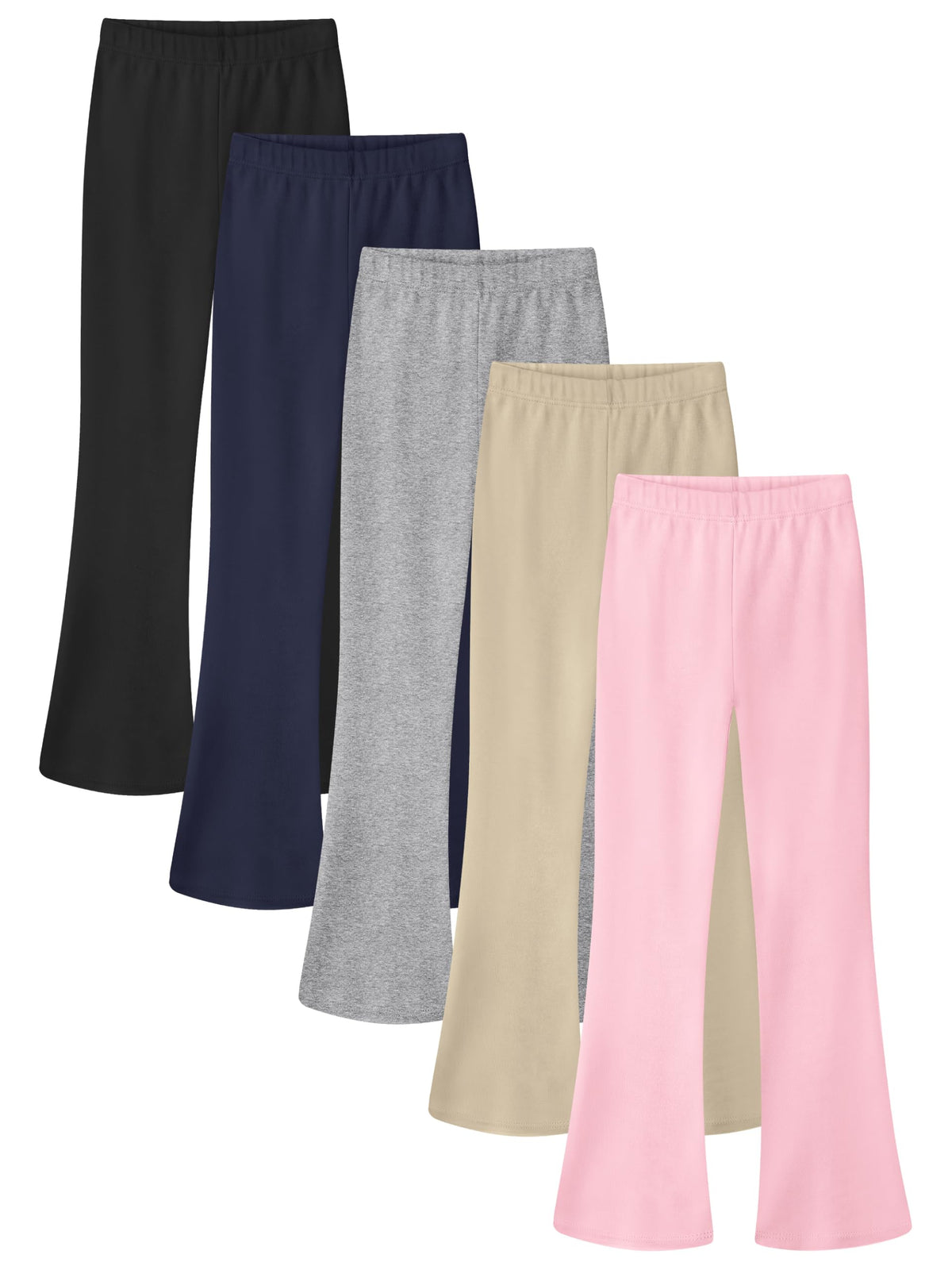 Resinta 5 Pack Girls Flare Leggings Cotton Blend Soft Flared Pants 5-14Y