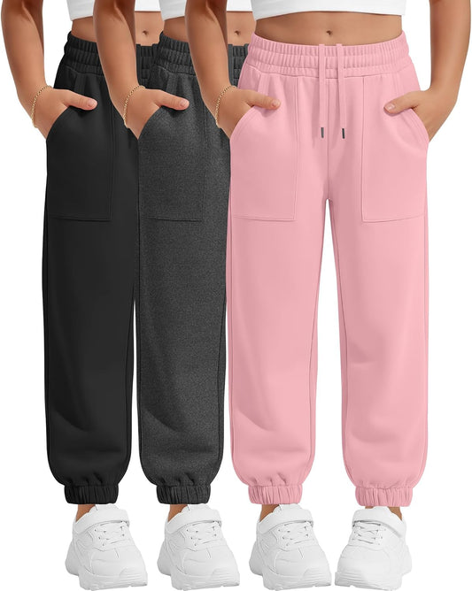 Oakgarden 3 Pack Girls' Jogger Lightweight Sweatpants