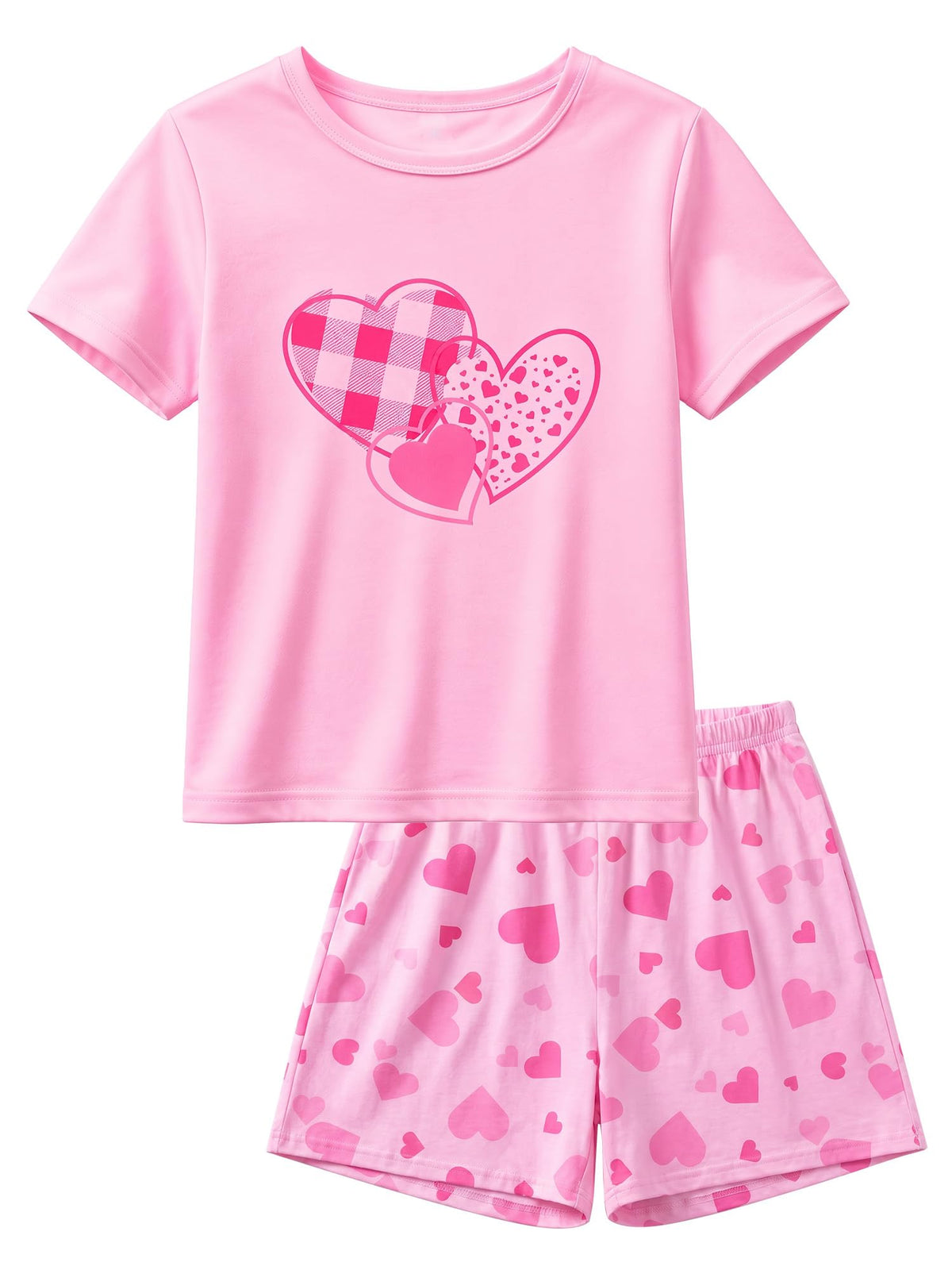 MHJY Girls Pajama Set 2-Piece Short Sleeve Soft Summer Sleepwear for Kids