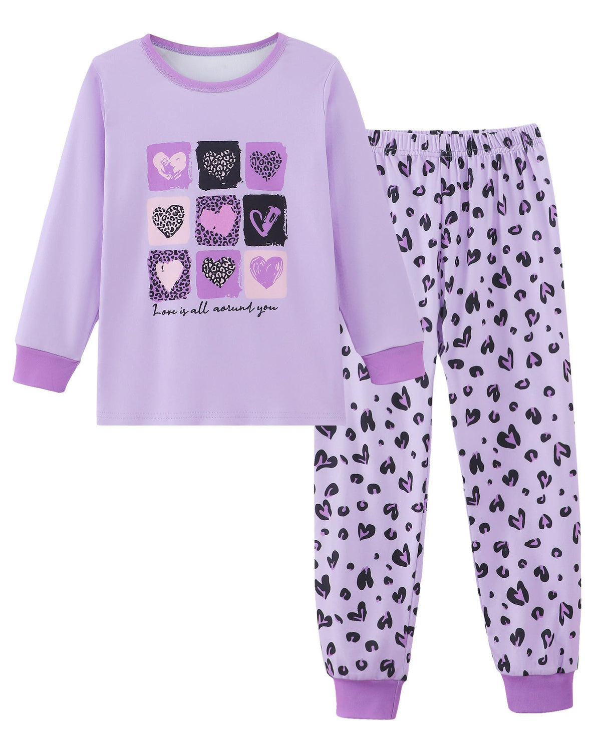 Mikrdoo Girls Pajamas Set Long Sleeve Top and Pants 2 Piece Sleepwear