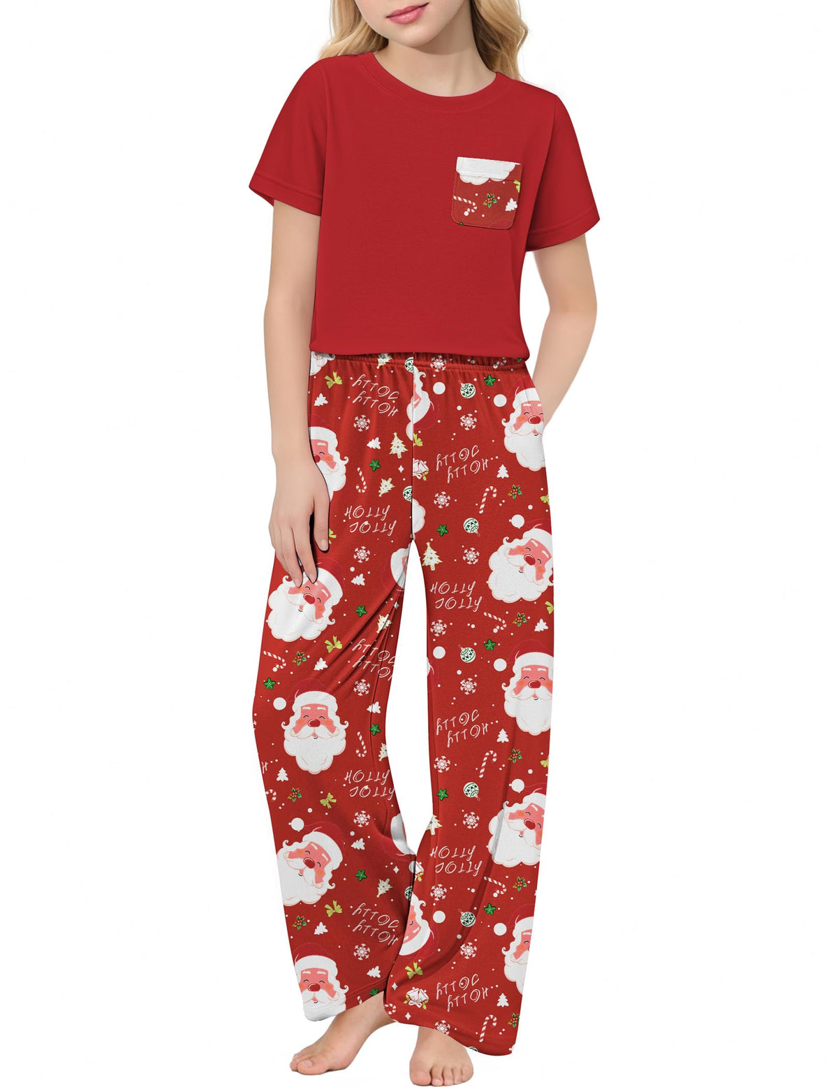 Arshiner Girls' Sleepwear Short Sleeve Long Pants Pajamas Sets Soft Pjs