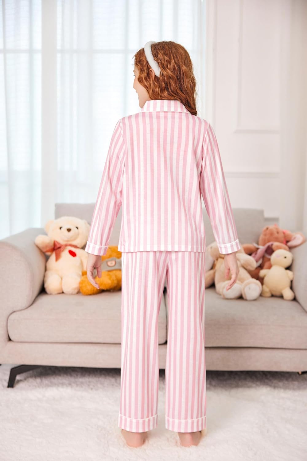 Arshiner Pajamas Set for Girls Long Sleeve Lounge Set Button Down Pj Sets