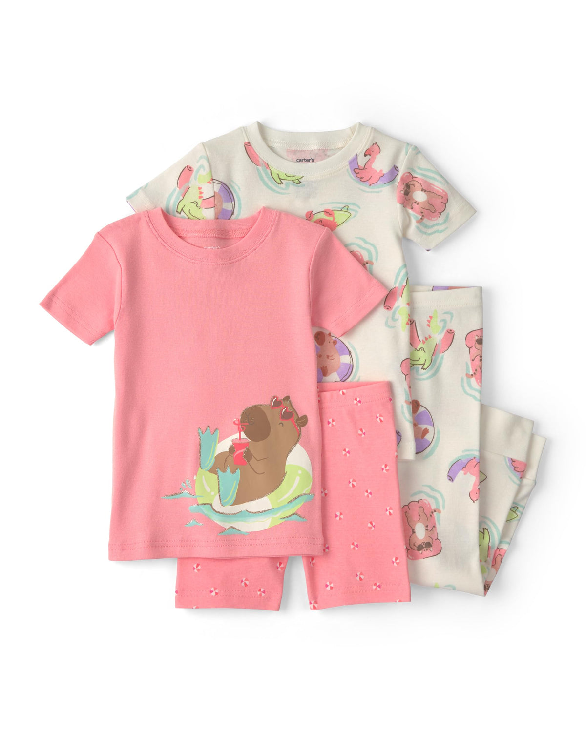 Carter's Girls' 4-piece Tight Fit Cotton Pajama Set