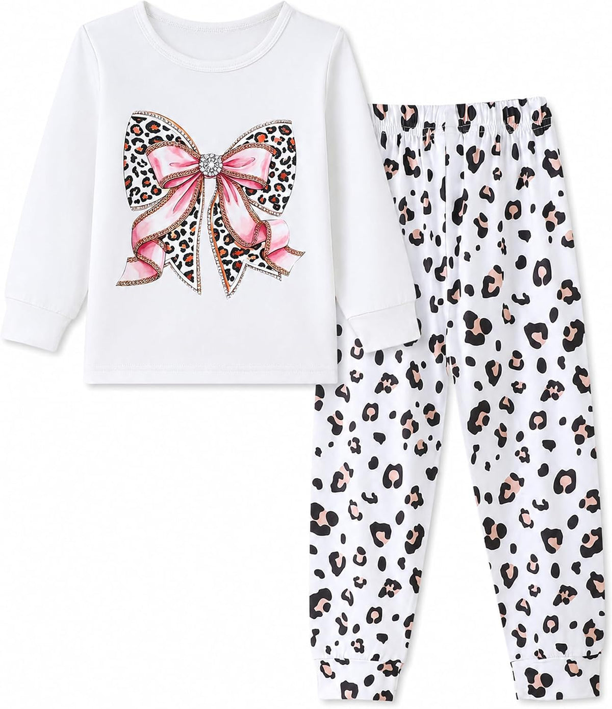 Mikrdoo Girls Pajamas 2 Piece Soft Long Sleeve Pjs Set for Kids 18M-7Y