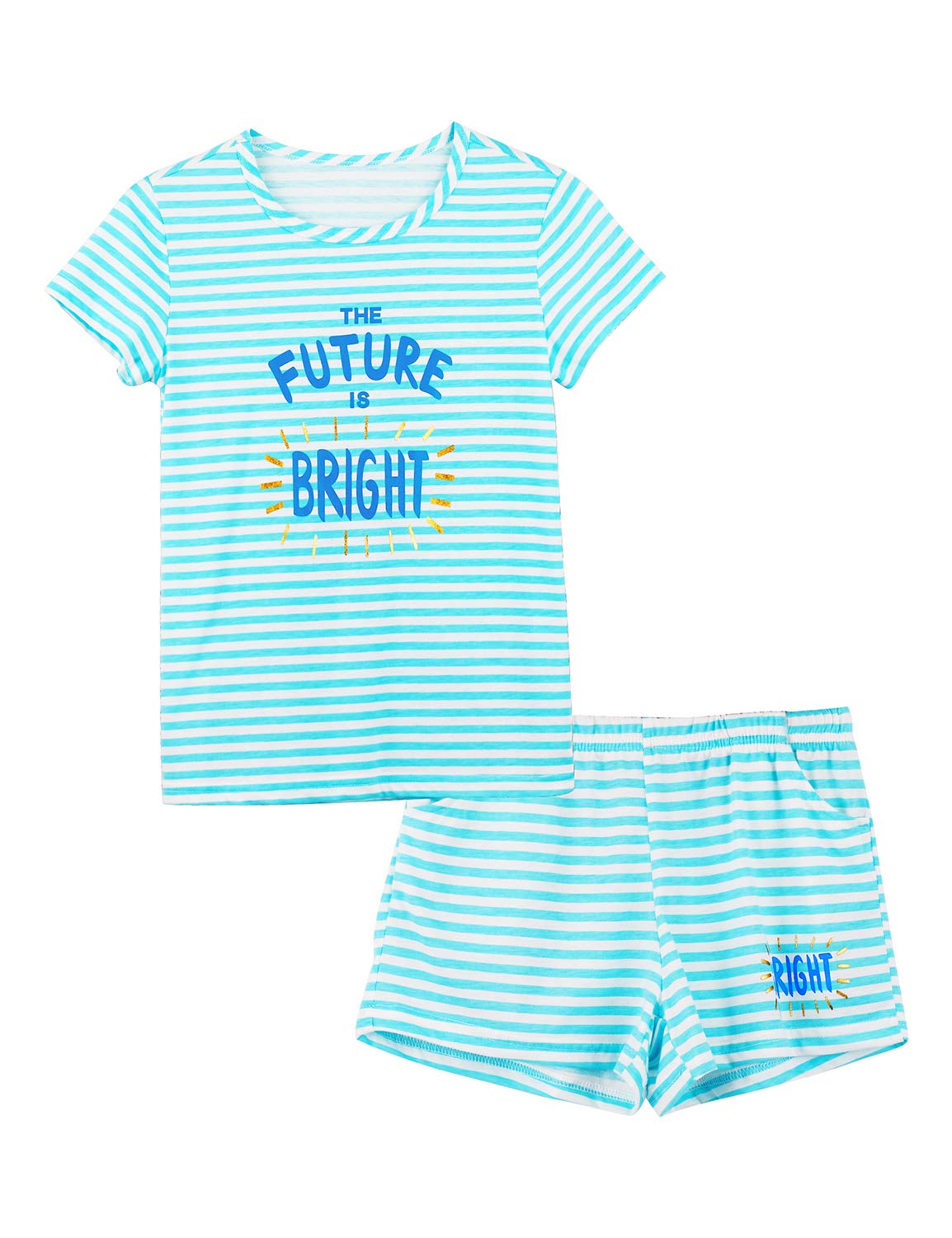 Cozchique Girls Striped Soft Short Sleeve & Shorts Pajama Set Sizes 4T-18