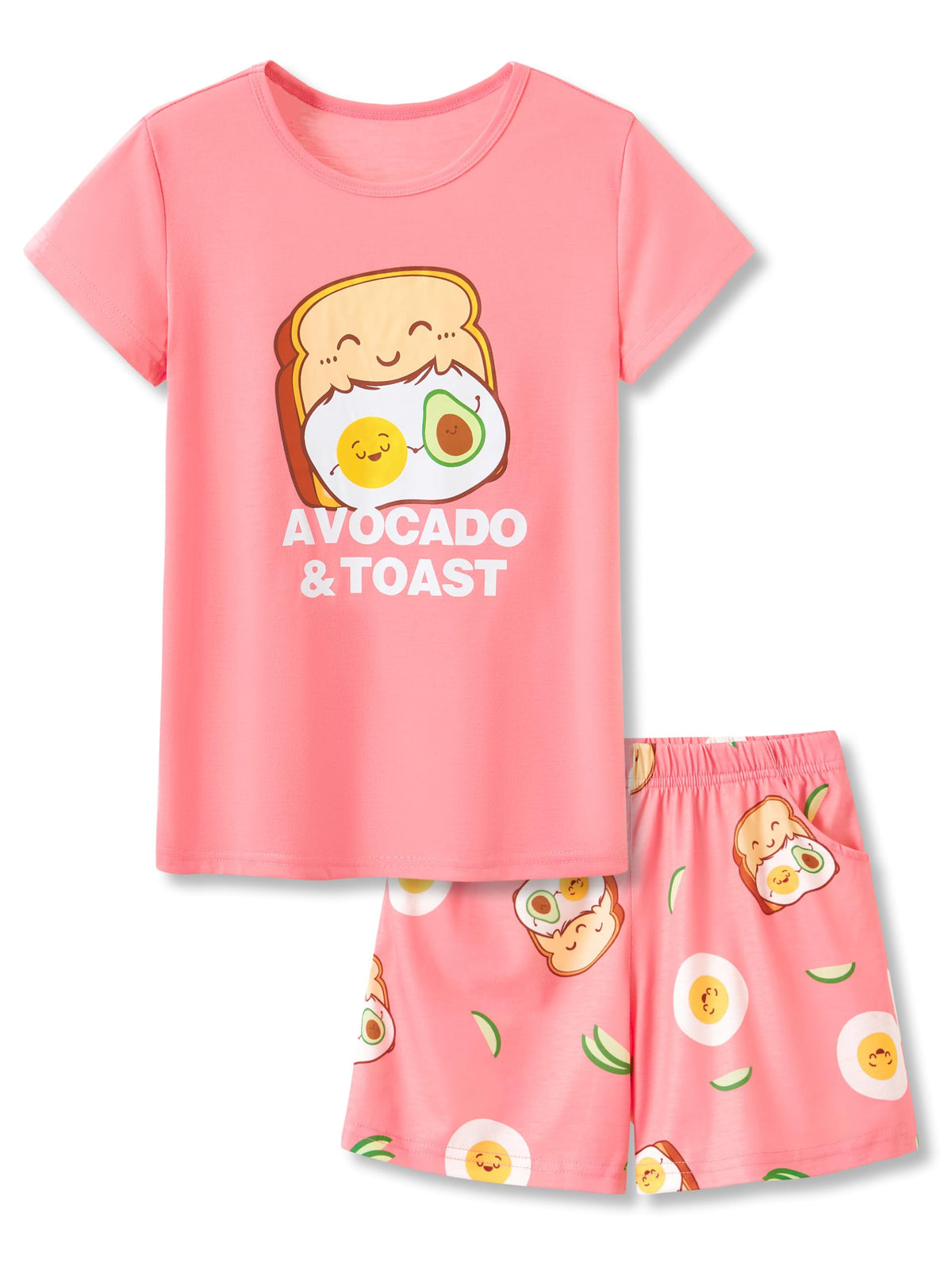 Beezizac Girls Pajamas Neon Tie Dye Spiral Capybara Smiling Face Print T-shirt & Shorts 2-Piece Soft PJ Set Size 6-18