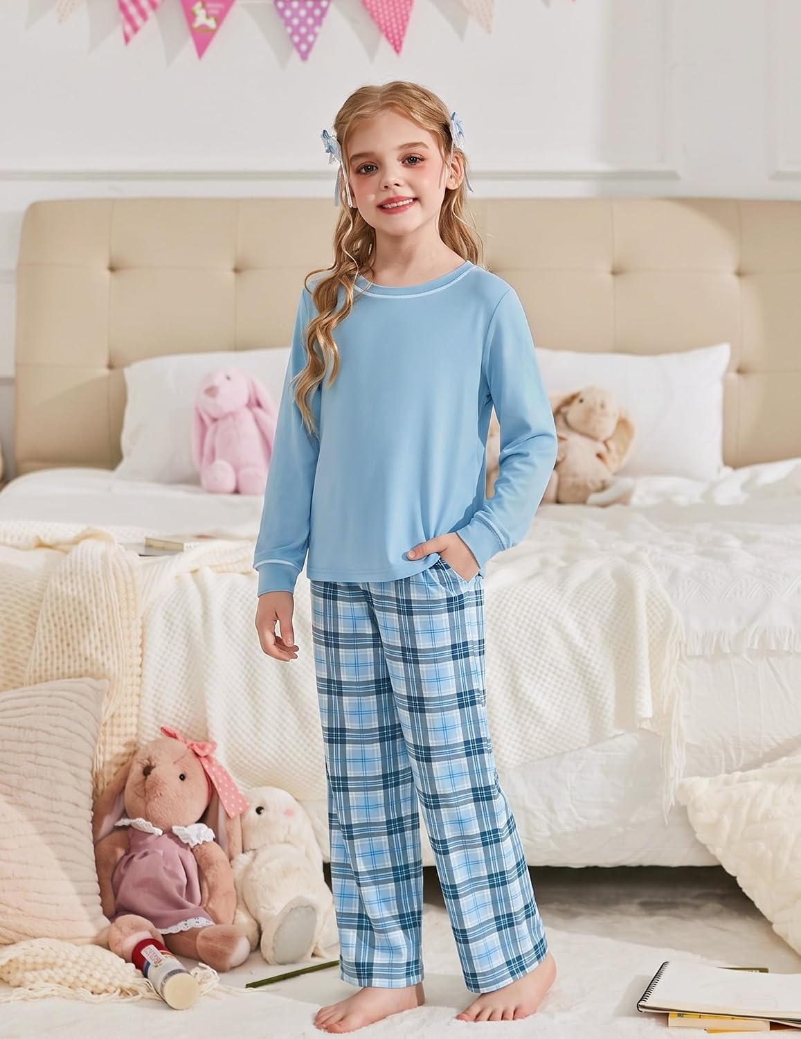 Arshiner Girls Pajamas Set 2 Piece Long Sleeve Sleepwear Cozy Pj Loungewear