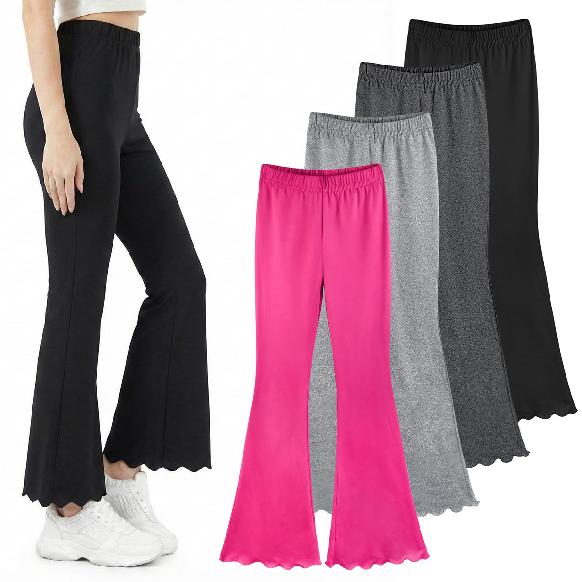 ZukoCert Girls Flare Leggings, Mid Waist Bell Bottom Pants for Kids, Kids Flare Pants Size 4-13Y