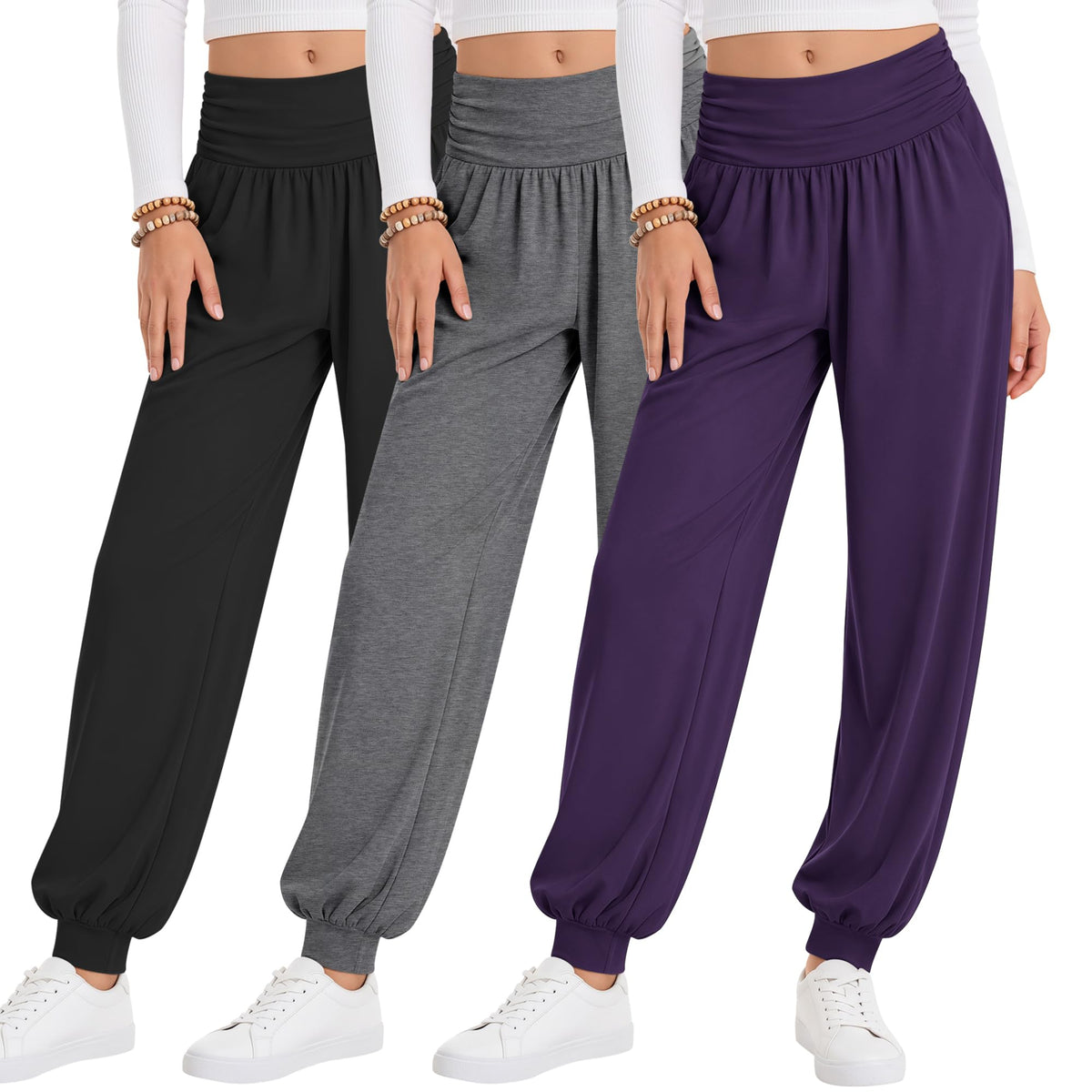 Oakgarden 3 Pack Girls' Lightweight Athletic Joggers Pants
