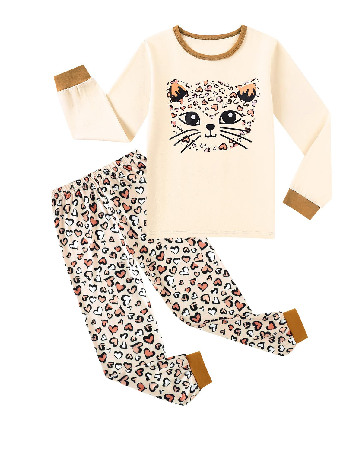 CARETOO Girls Pajamas Kids Cotton Pajama Sets 2-Piece Long Sleeve Pjs Comfy Girls Sleepwear for 4-12 Years