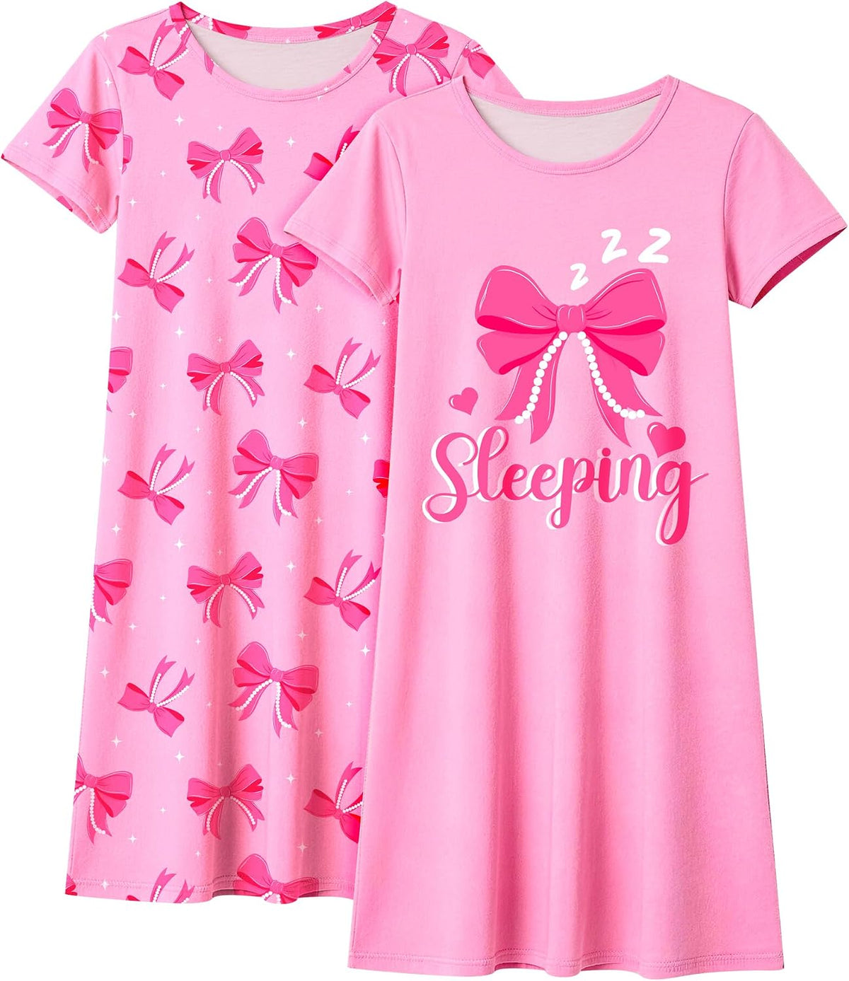Sylfairy 2Pcs Girls Nightgowns Kids Pajamas Princess Nightgown Dress Sleepwear for Toddler Little Girls Nightdress