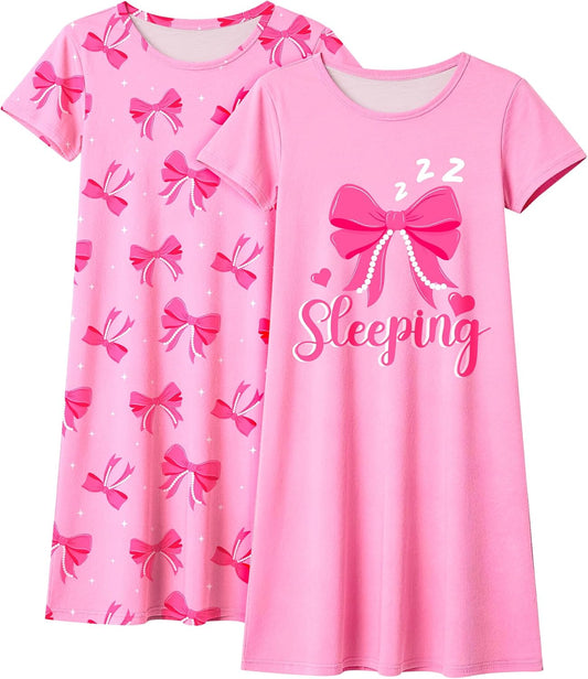 Sylfairy 2Pcs Girls Nightgowns Kids Pajamas Princess Nightgown Dress Sleepwear for Toddler Little Girls Nightdress