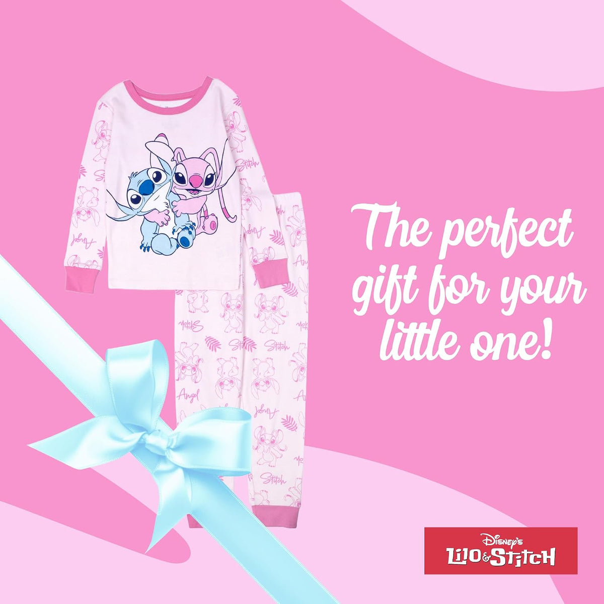 Disney Girls' 2-piece Snug-fit Cotton Holiday Matching Pajama Set, Soft & Cute for Kids