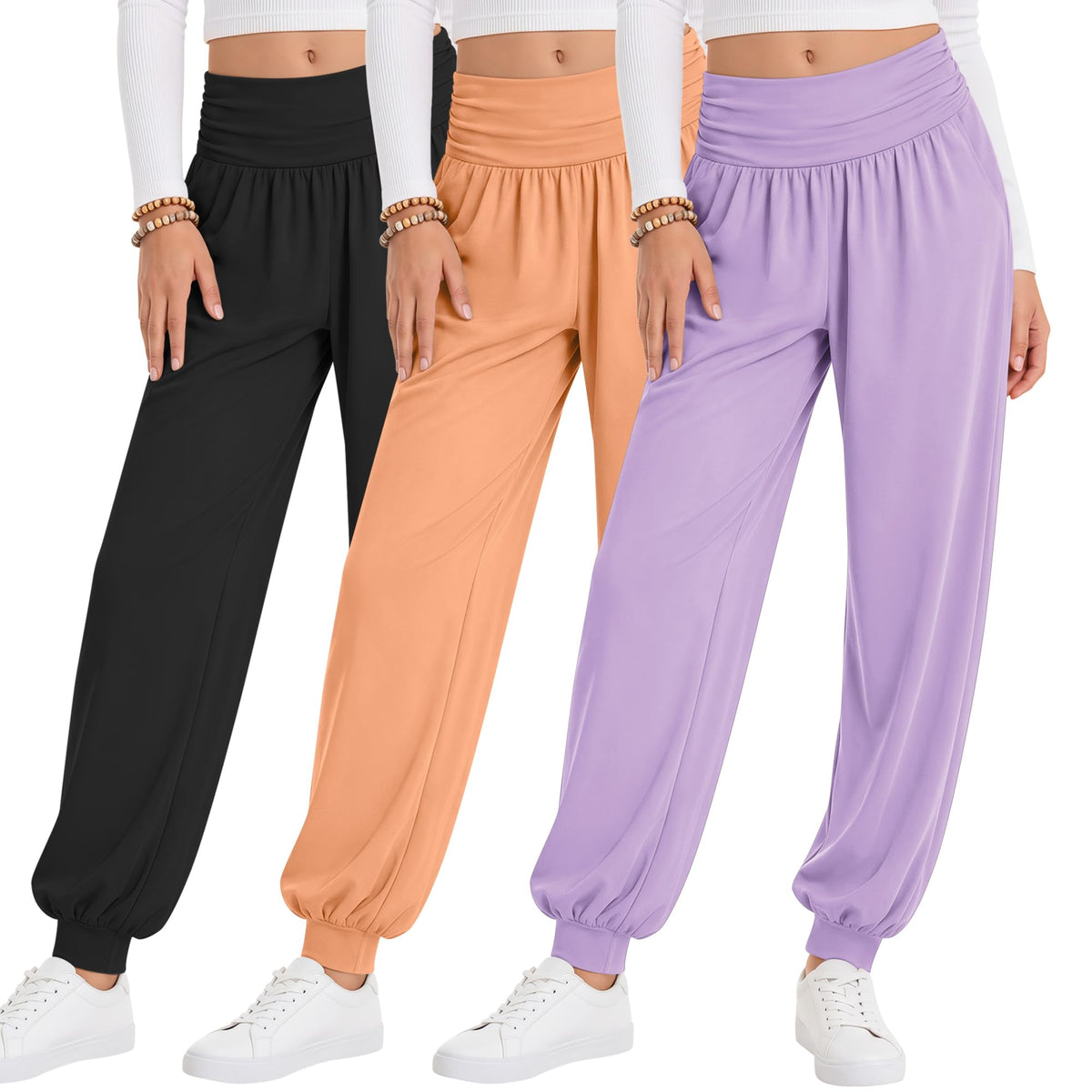 Oakgarden 3 Pack Girls' Lightweight Athletic Joggers Pants