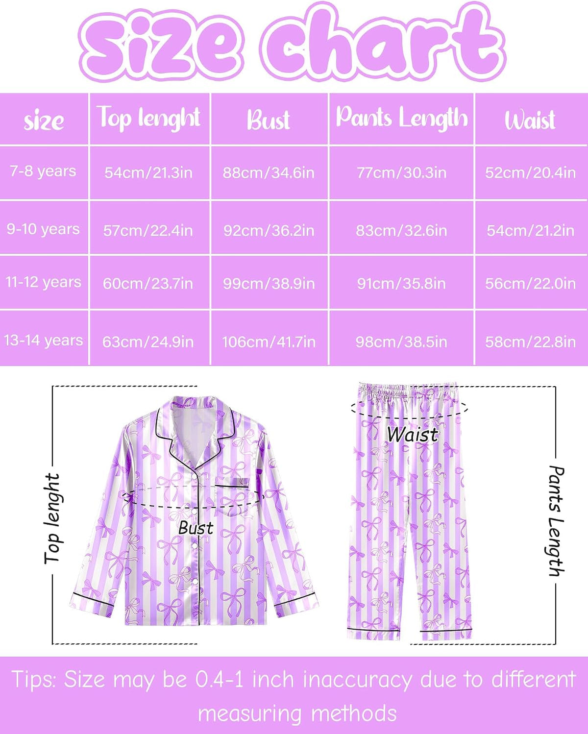 Sylfairy Girls Pajamas Silk PJS Set Satin Sleepwear Long Sleeve Jammies for Kids Button-Down Nightwear Loungewear 3-16 Years