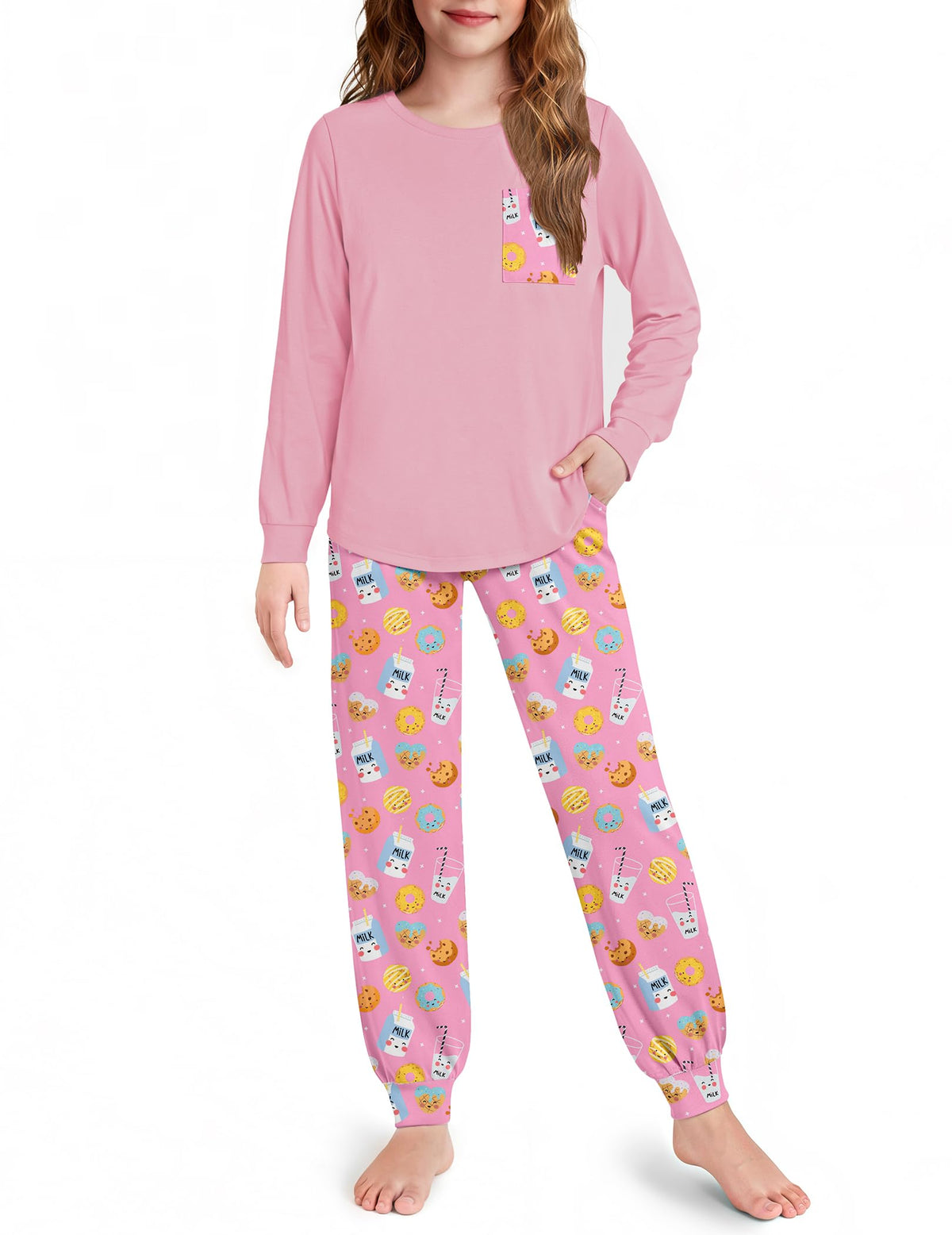 Arshiner Pajamas for Girls Long Sleeve Pjs Set Soft Ankle Cuff Sleepwear